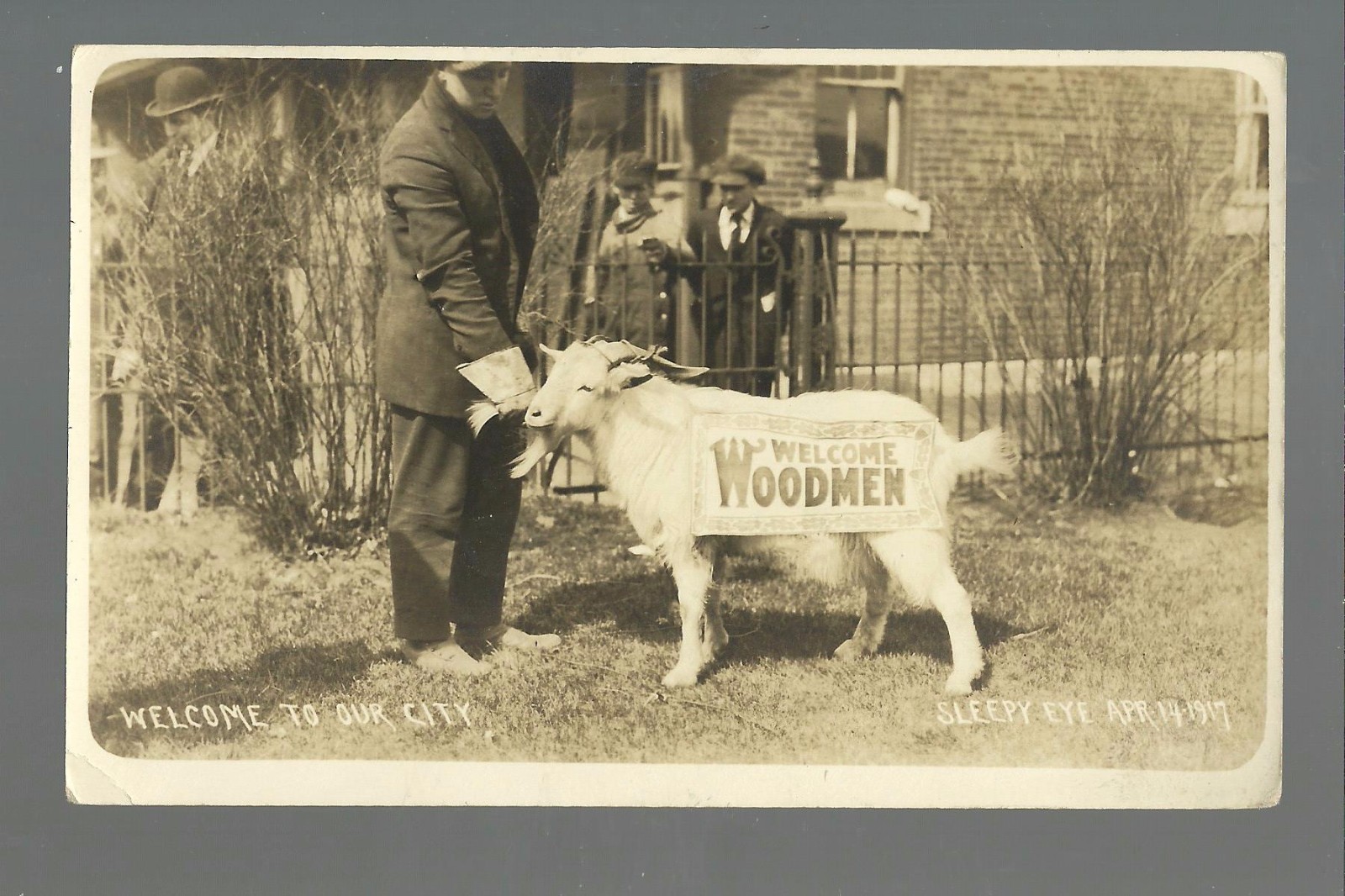 Sleepy Eye MINNESOTA RP 1917 M.W.A. WELCOME GOAT Modern Woodman nr New Ulm Sleepy Eye MINNESOTA RP 1917 M.W.A. WELCOME GOAT Modern Woodman nr New Ulm