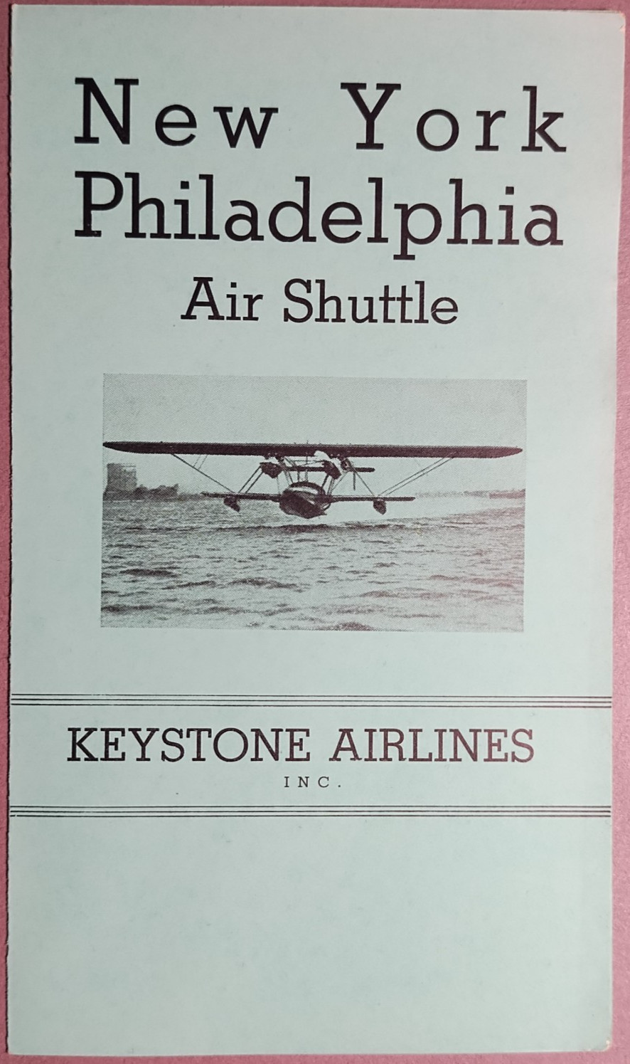 1936 Keystone Airlines NY Phila Air Shuttle Timetable Sikorsky Amphibians B1-20 1936 Keystone Airlines NY Phila Air Shuttle Timetable Sikorsky Amphibians B1-20