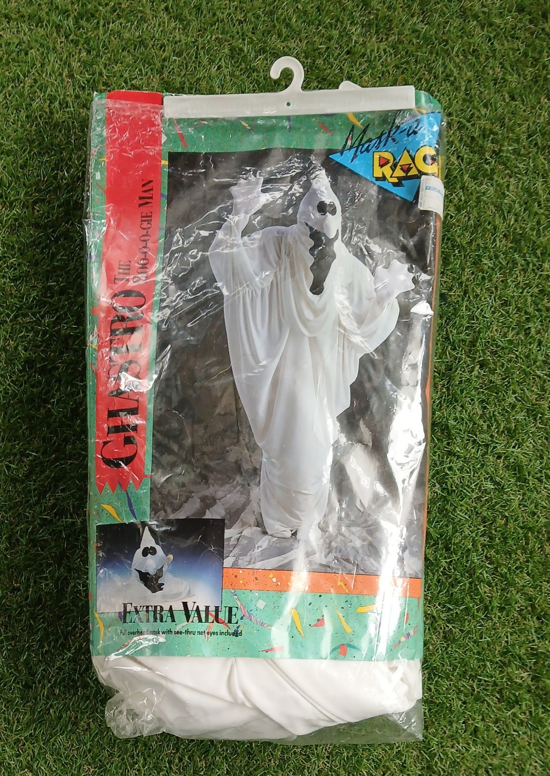 NOS Vintage 1980s GHASTRO Boogie Man Ghost Halloween Costume Adult Big Face