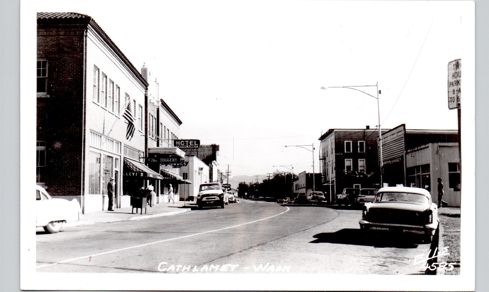 DOWNTOWN STREET cathlamet wa c1960 postcard washington state real photo rppc