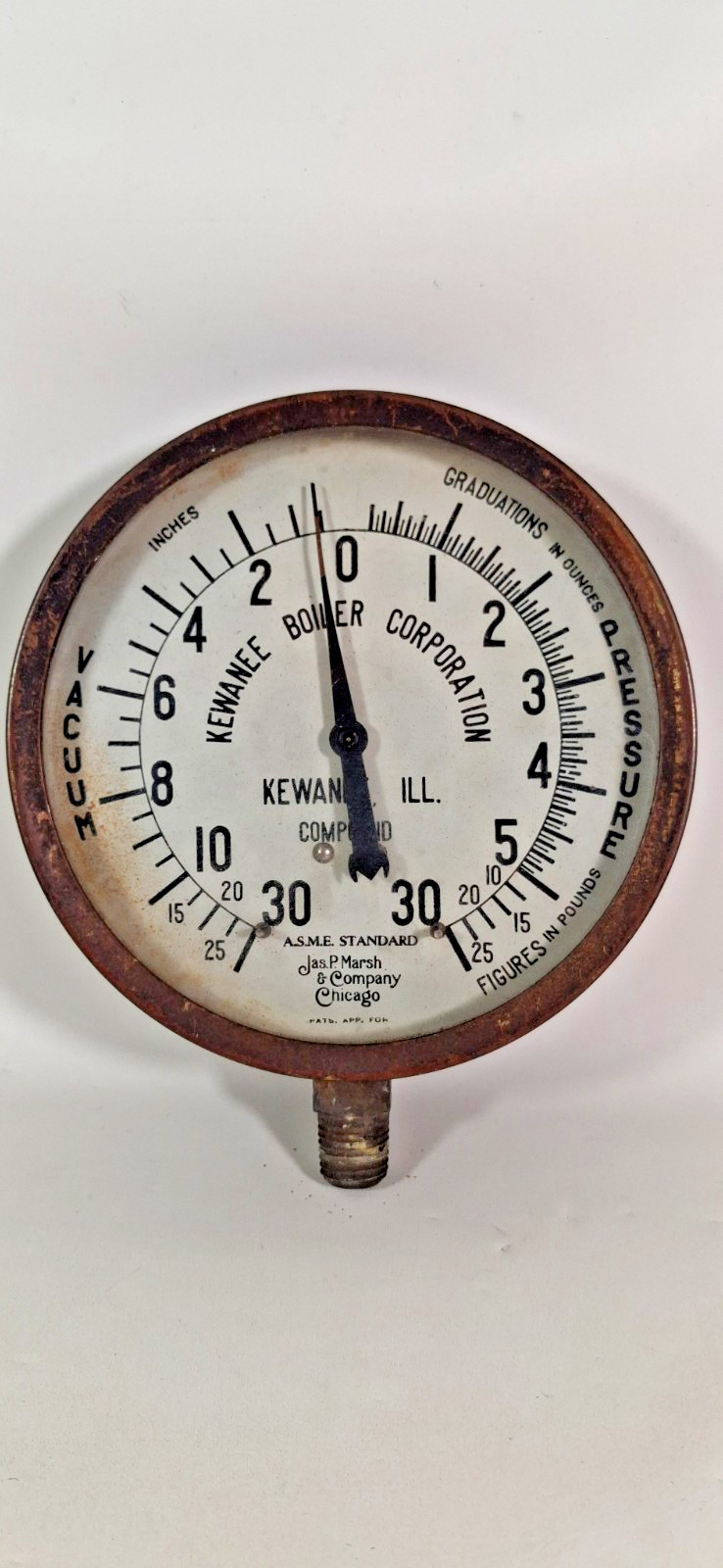 Vintage Jas. P. Marsh. Large Pressure Gauge Vintage Jas. P. Marsh. Large Pressure Gauge