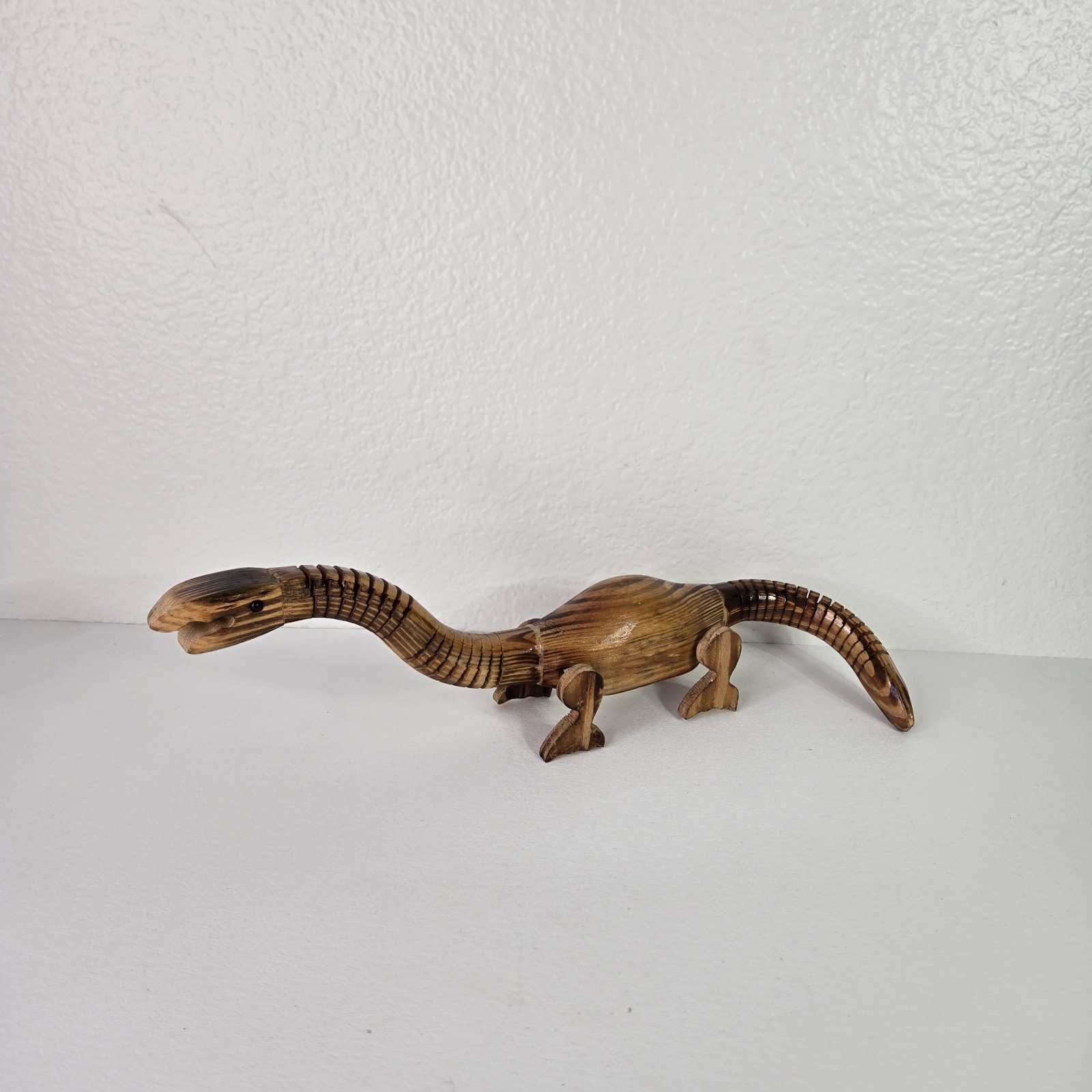Articulated Flexible Wooden Dinosaur Brontosaurus Hand Carved Toy Figure Unique