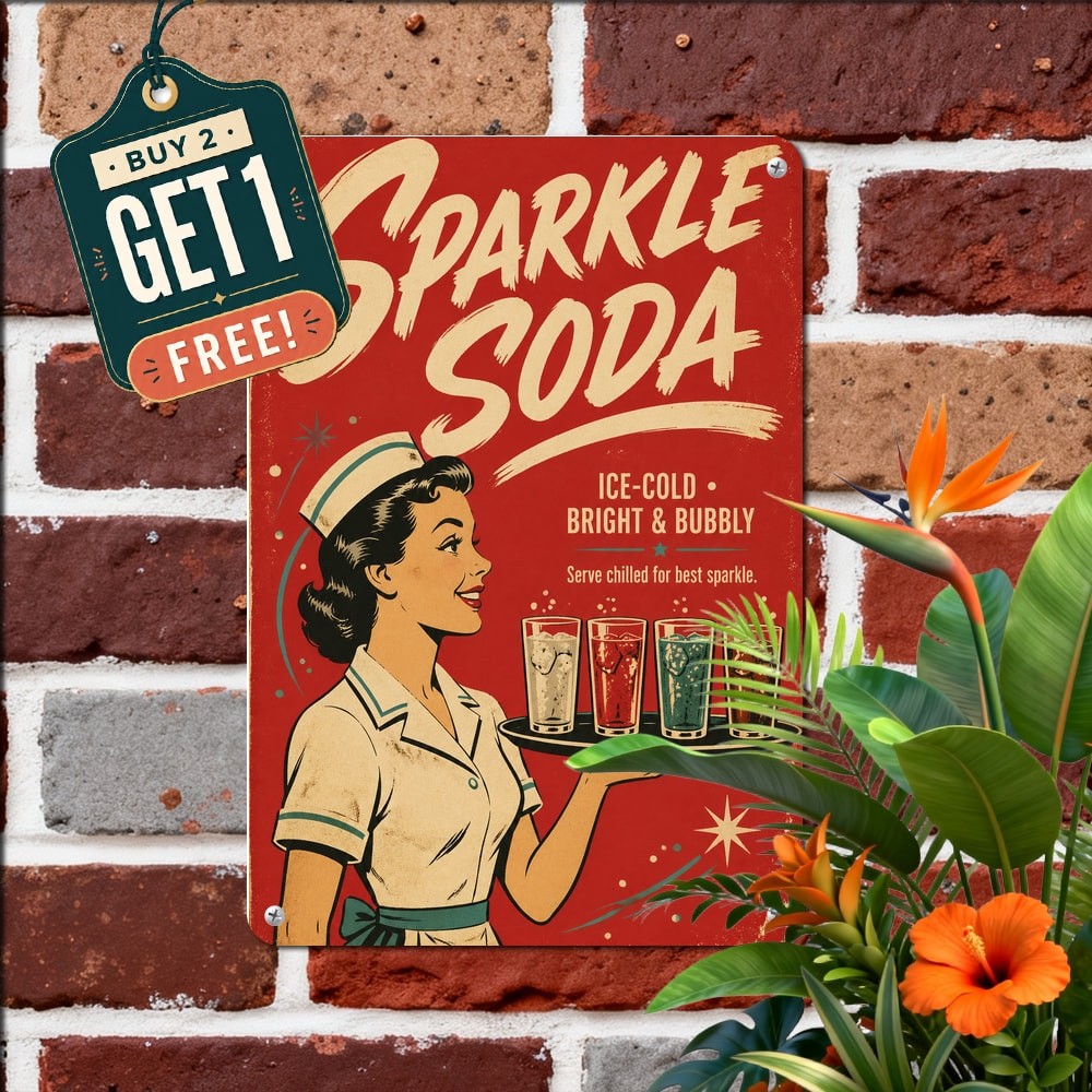 Nostalgic Soda Beverage Sign Metal Sign Vintage Wall Decor 8x12