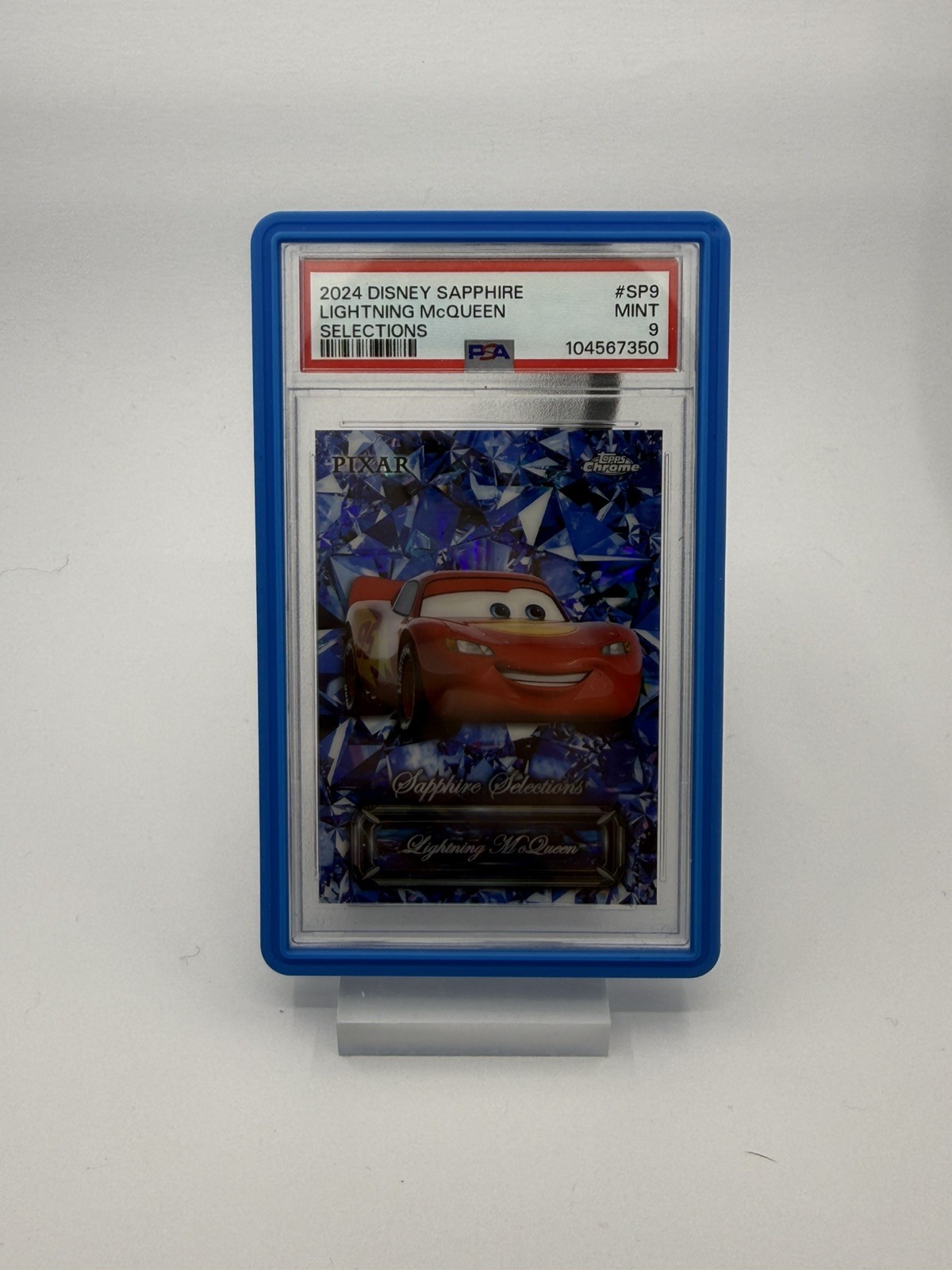 2024 Topps Chrome Disney Sapphire Lightning McQueen Sapphire Selections PSA 9