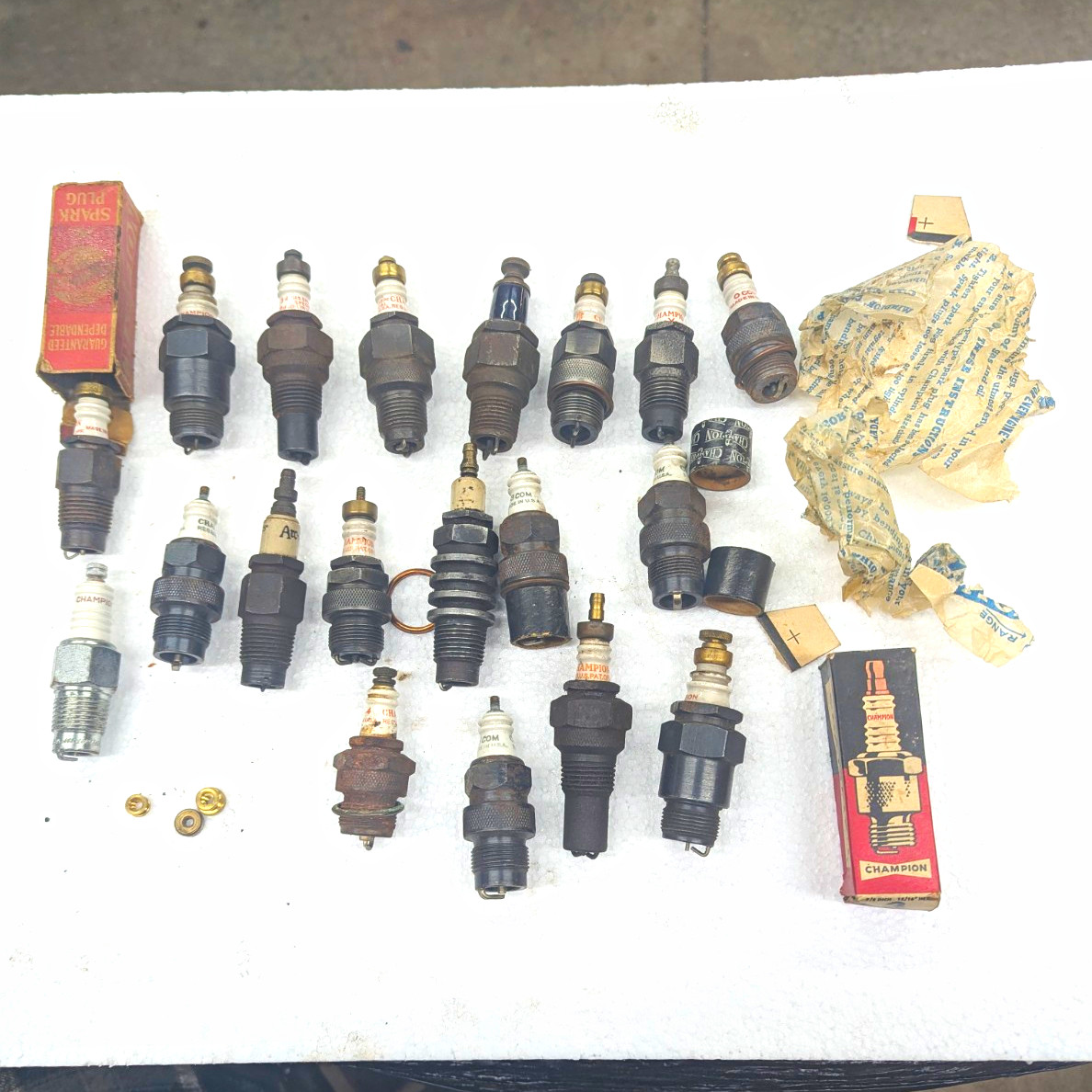 Champion Vintage Spark Plugs Lot with Boxes, Mixed Styles Champion Vintage Spark Plugs Lot with Boxes, Mixed Styles