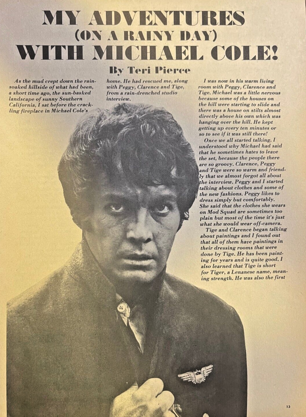 1969 Actor Michael Cole illustrated 1969 Actor Michael Cole illustrated