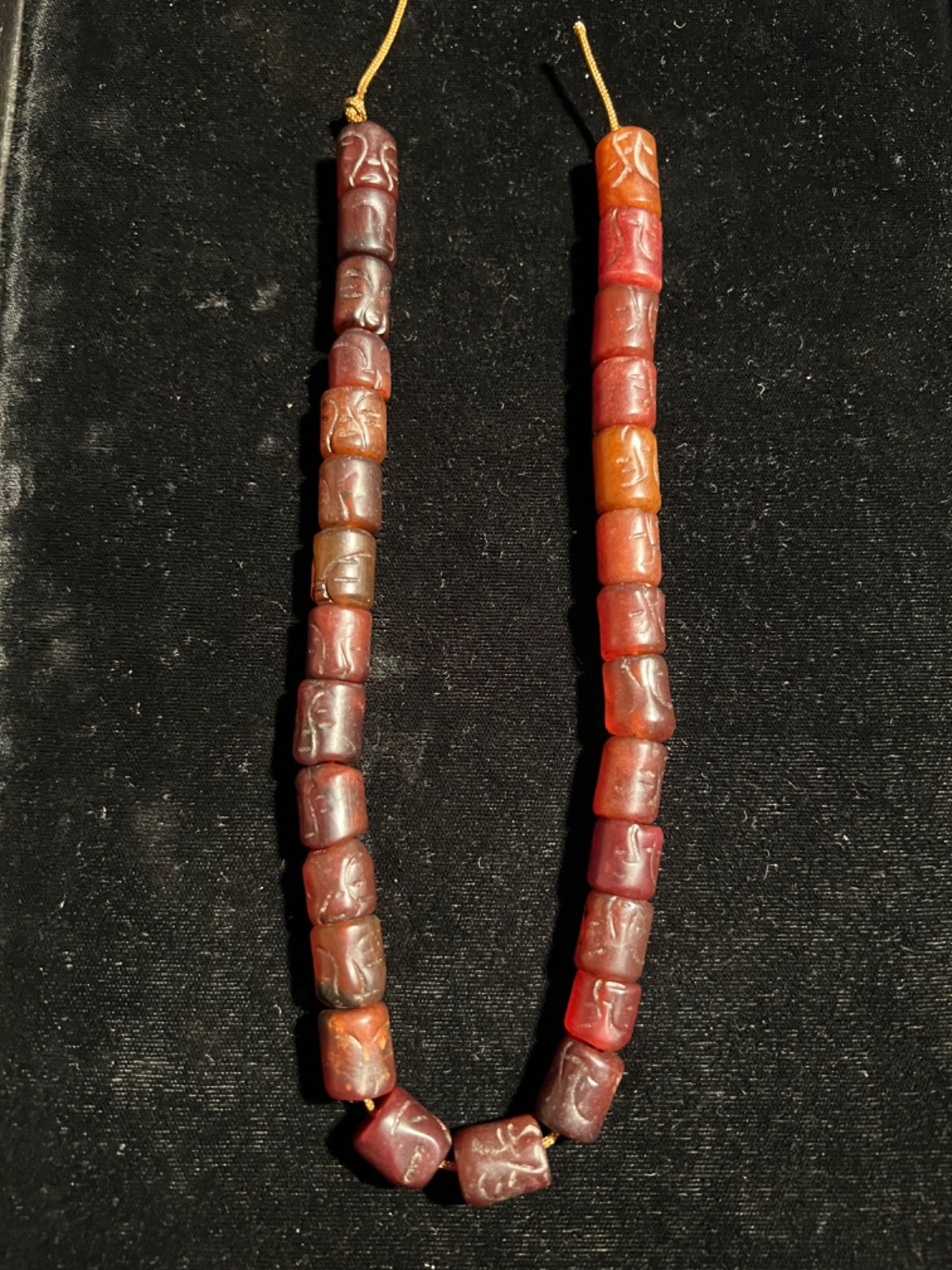 Antique Chinese Tibetan Carved Jade Buddha Head Prayer Beads #3