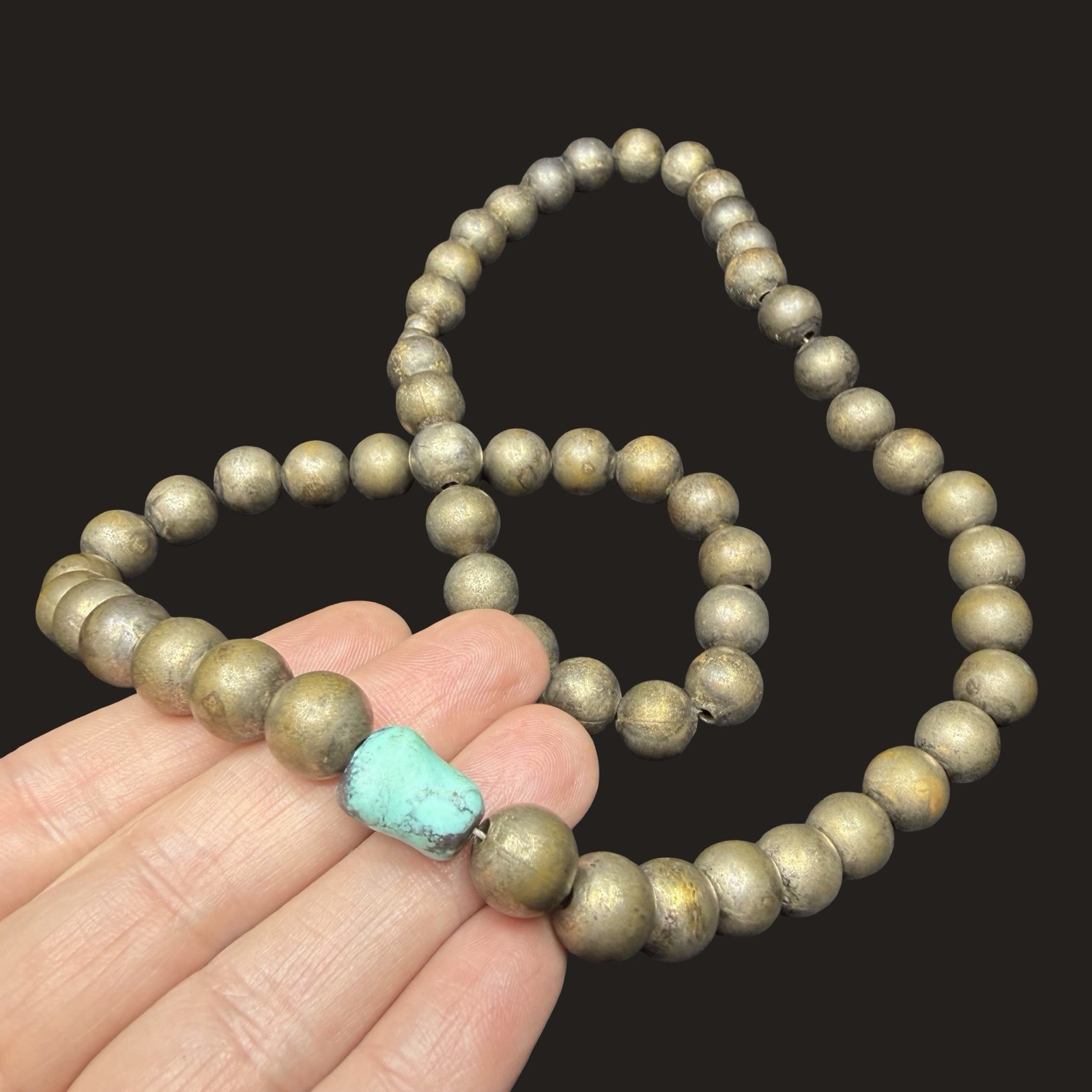 Vintage 115g STERLING SILVER 925 Ball Pearl Bench Beads Navajo Mexico Native NA