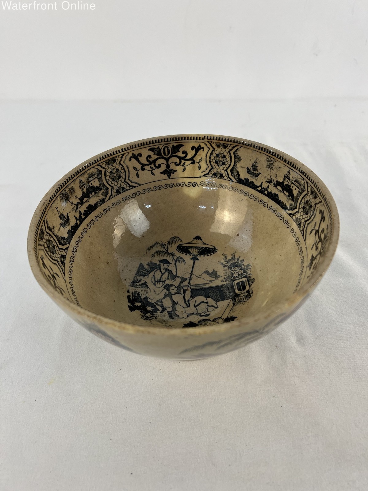 Antique Petrus Regout Maastricht Pajong Bowl Dutch Chinoiserie Transferware 8