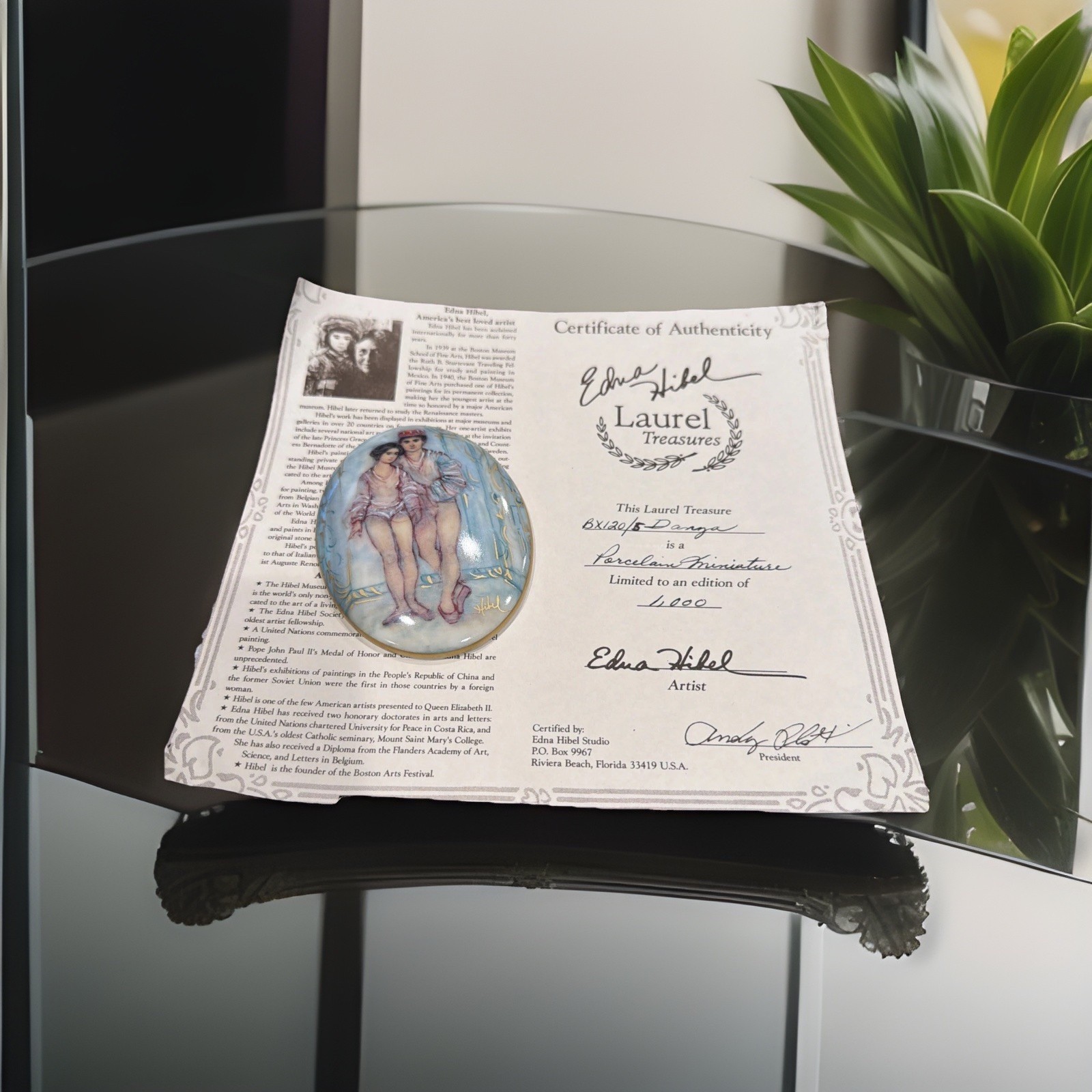 Edna Hibel The Song of Life Danza Ballerina  Porcelain Plaque Lmtd Edition 3.75”