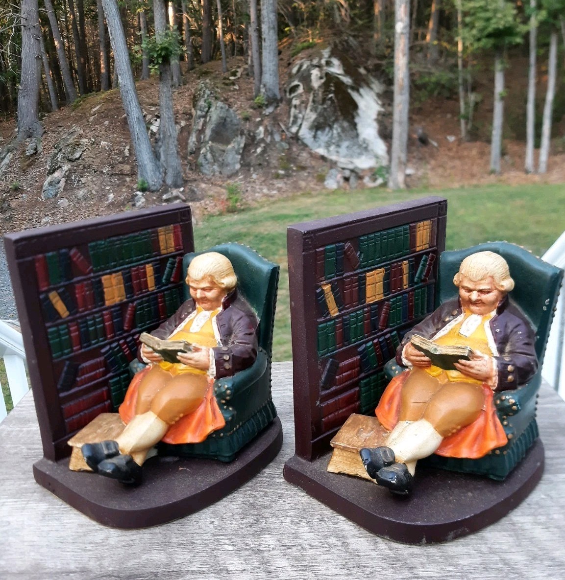 Genuine 1920s H.L. Judd Company Father Knickerbocker Pair of Bookends 9961
