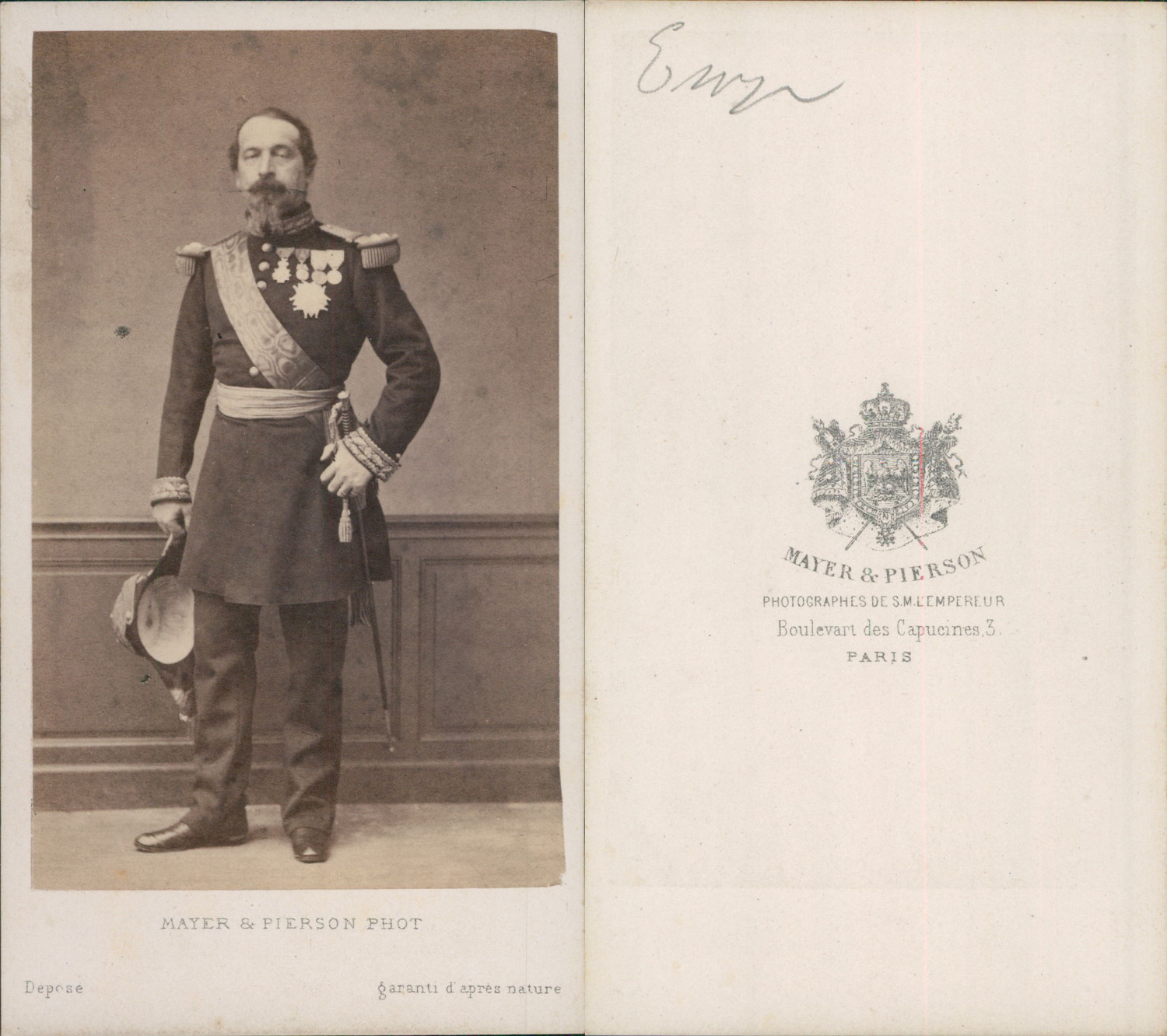 Mayer et Pierson, Paris, Napoleon III CDV vintage albumen business card. Tank
