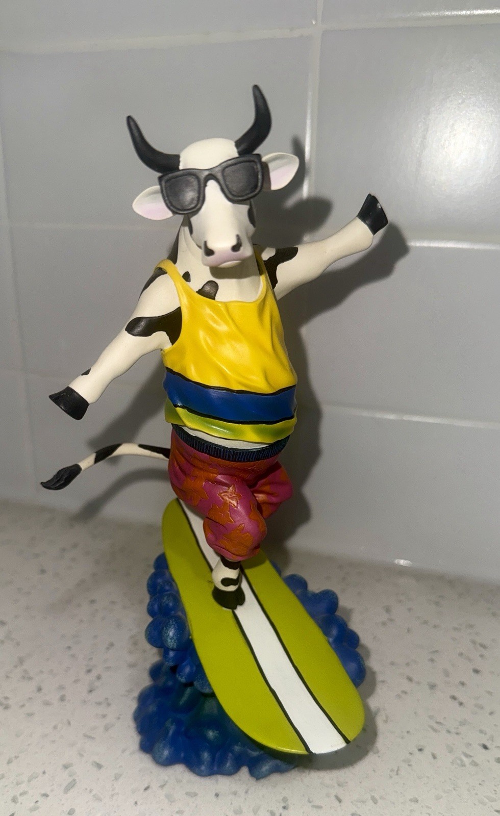 Cow Parade Cowabunga Surfer Cow Figurine, Westland Giftware, #7253 Cow Parade Cowabunga Surfer Cow Figurine, Westland Giftware, #7253