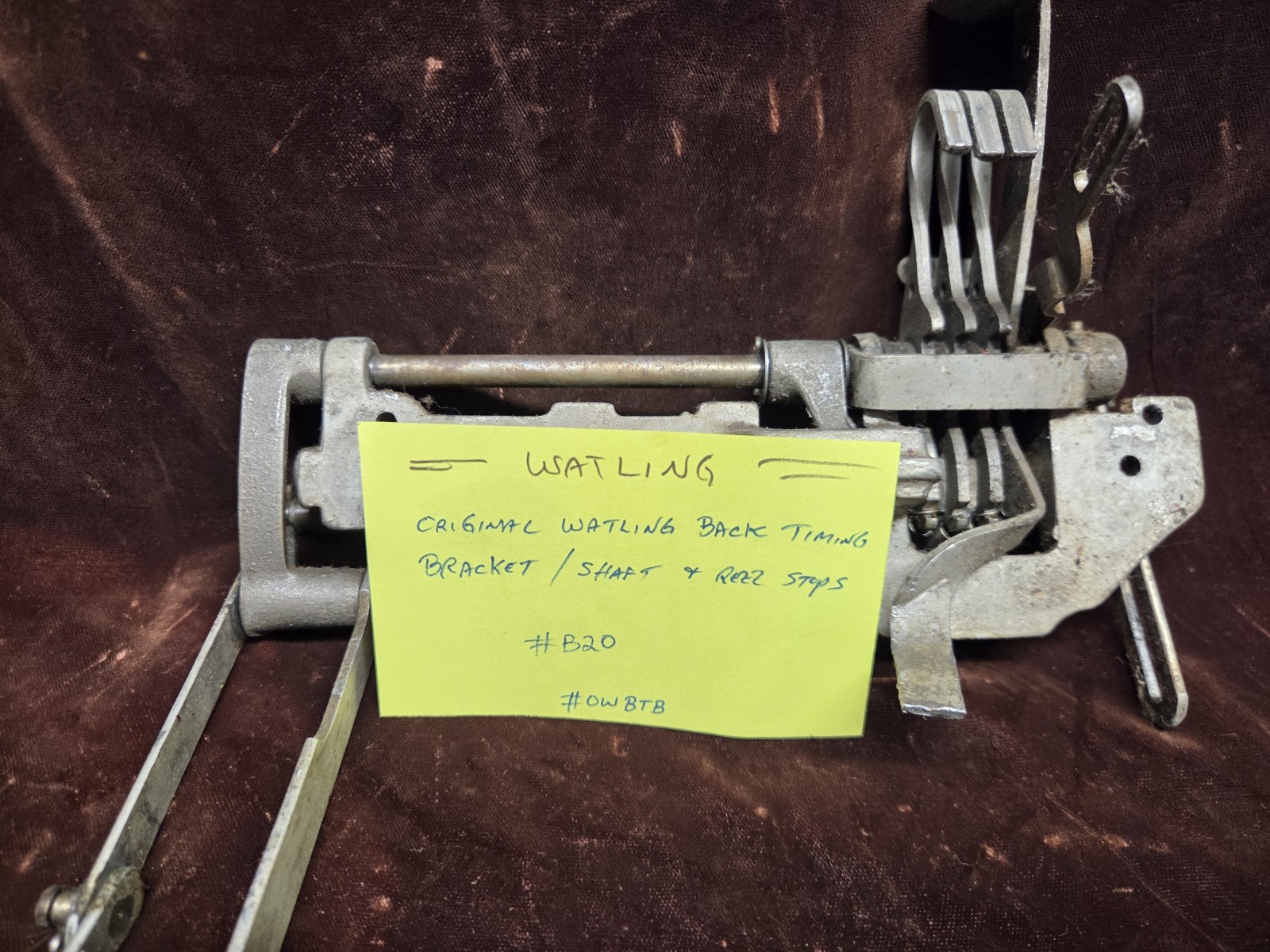 VINTAGE WATLING SLOT MACHINE BACK TIMING BRACKET, SHAFT, REEL STOPS #B20 #OWBTB