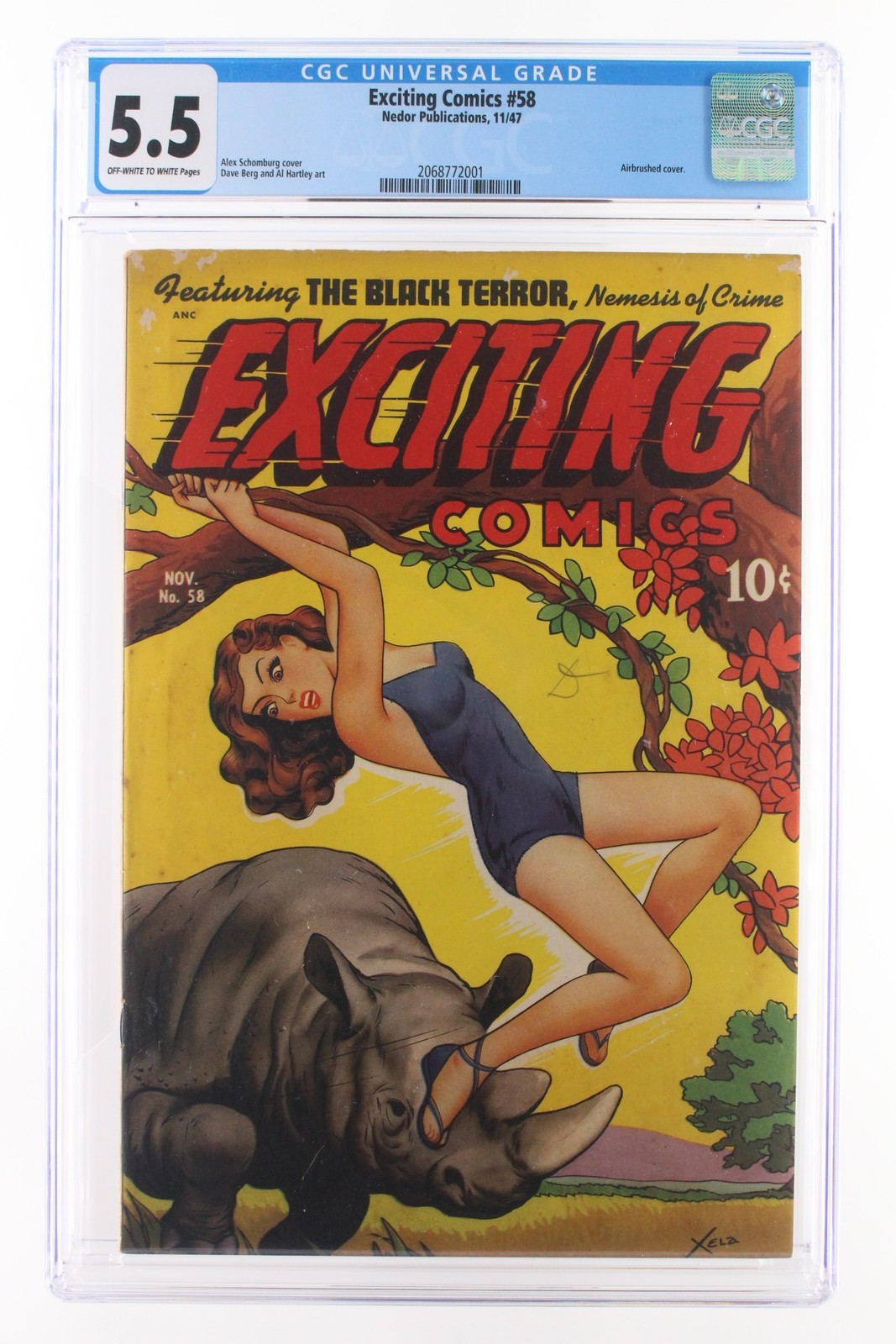 Exciting Comics #58 - Nedor Publications 1947 CGC 5.5 Airbrushed cover.