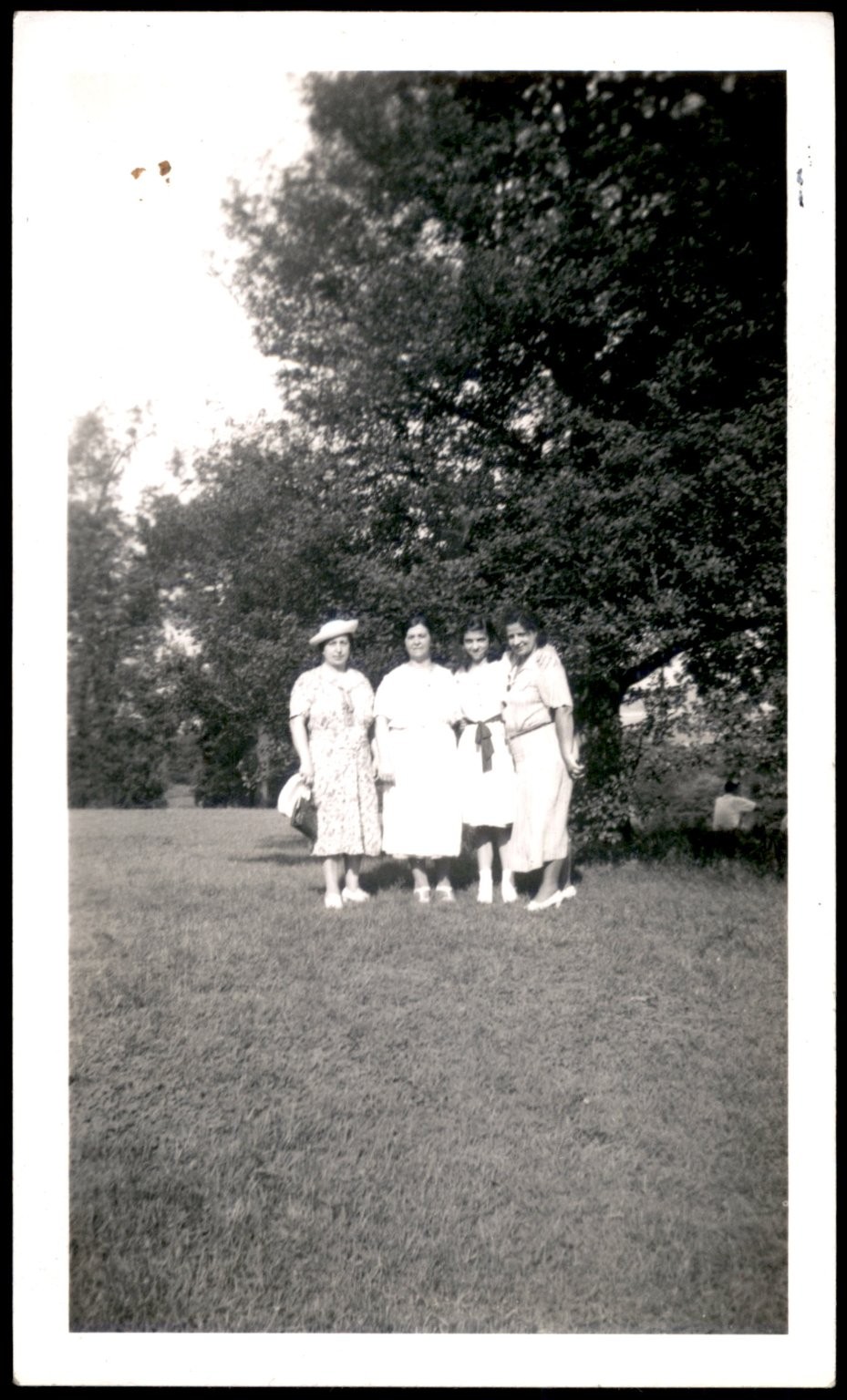 Four Women 1938 Snapshot Photograph Outdoor Candid Group Portrait Vintage