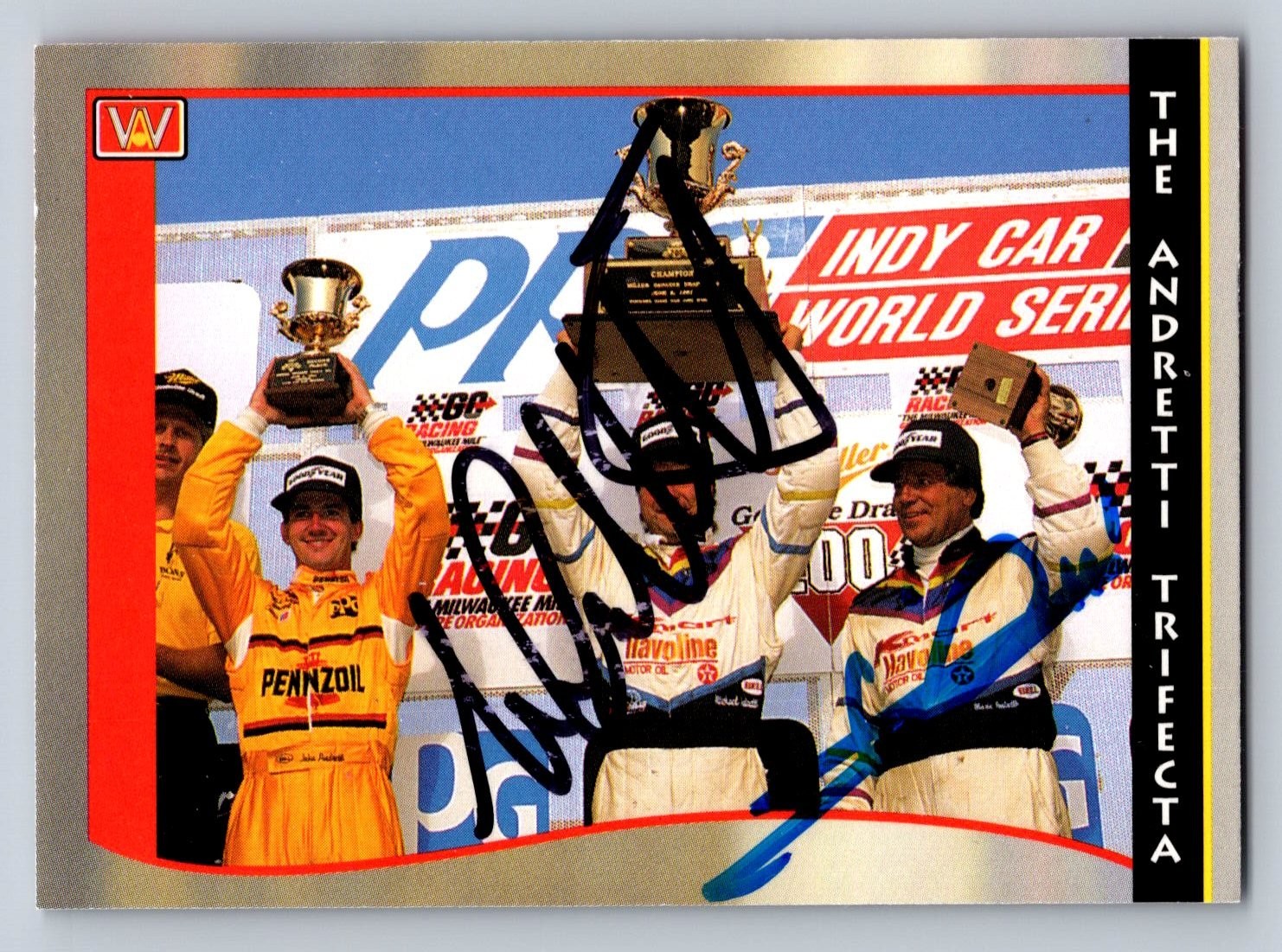 Michael Andretti Michael Andretti Dual Signed Autograph 1992 Indy Car Card Michael Andretti Michael Andretti Dual Signed Autograph 1992 Indy Car Card