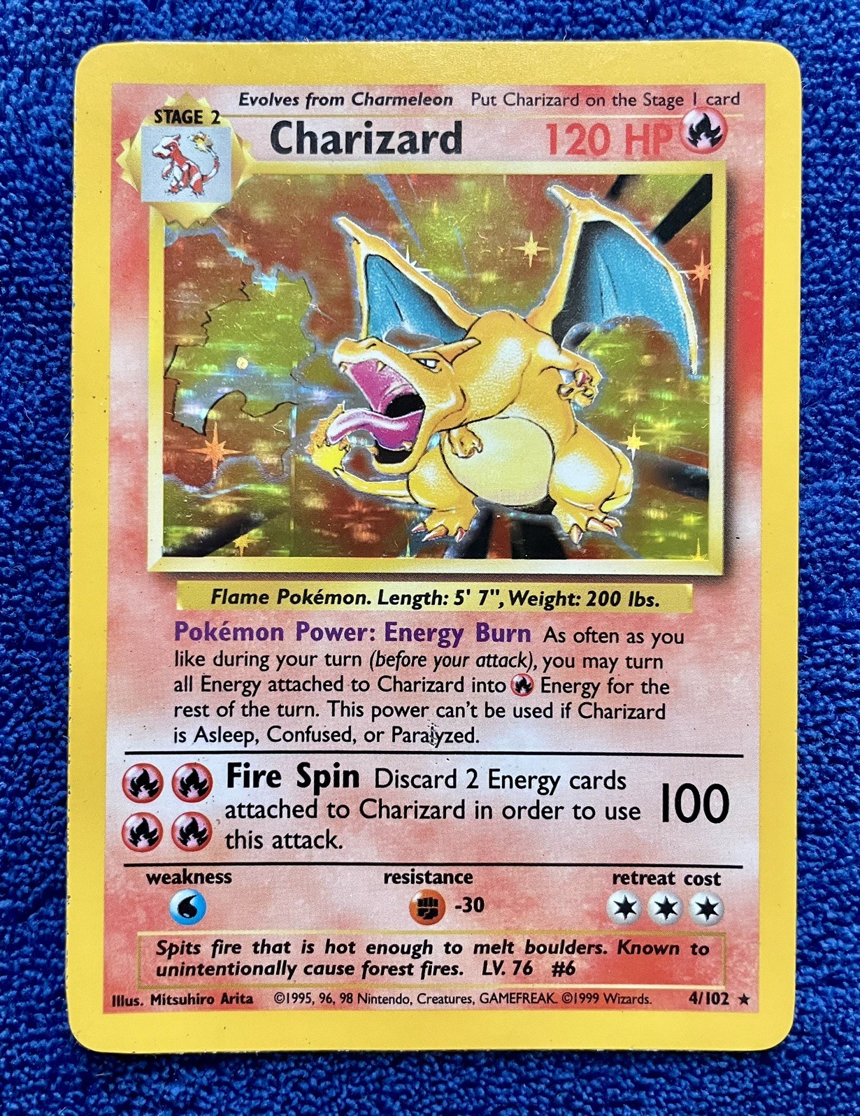 1999 Pokemon CHARIZARD Holo 4/102 Base Set 1999 Pokemon CHARIZARD Holo 4/102 Base Set