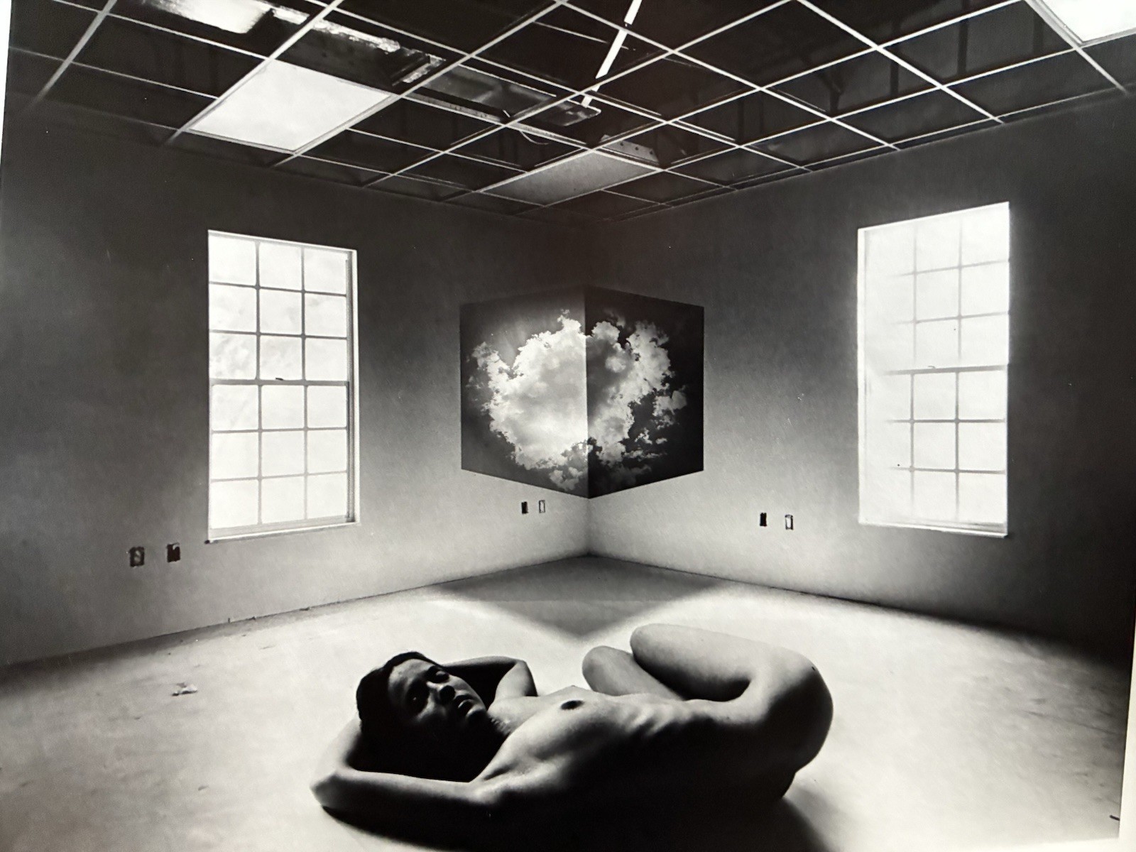 Jerry Uelsmann  Stamp Untitled 1981 Gelatin Silver Photo Reclining Figure Cloud