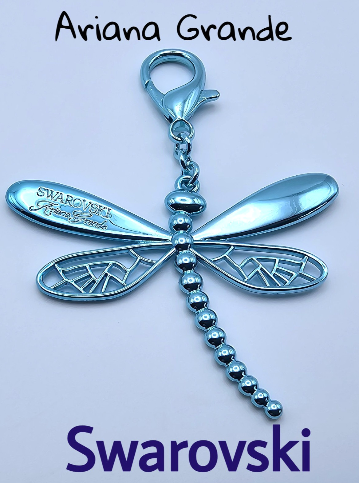 🦋 Swarovski Crystal 2026 Ariana Grande, Blue Metal Dragonfly Figurine Charm NIB