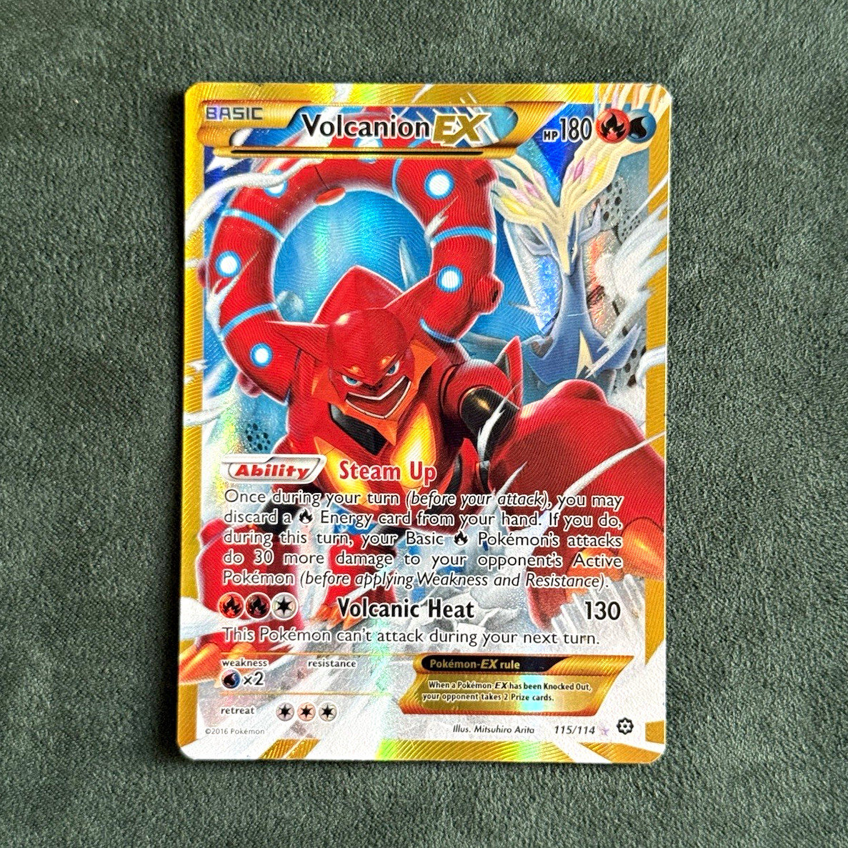 Pokémon Volcanion EX 115/114 Steam Siege Secret Rare Holo Full Art English