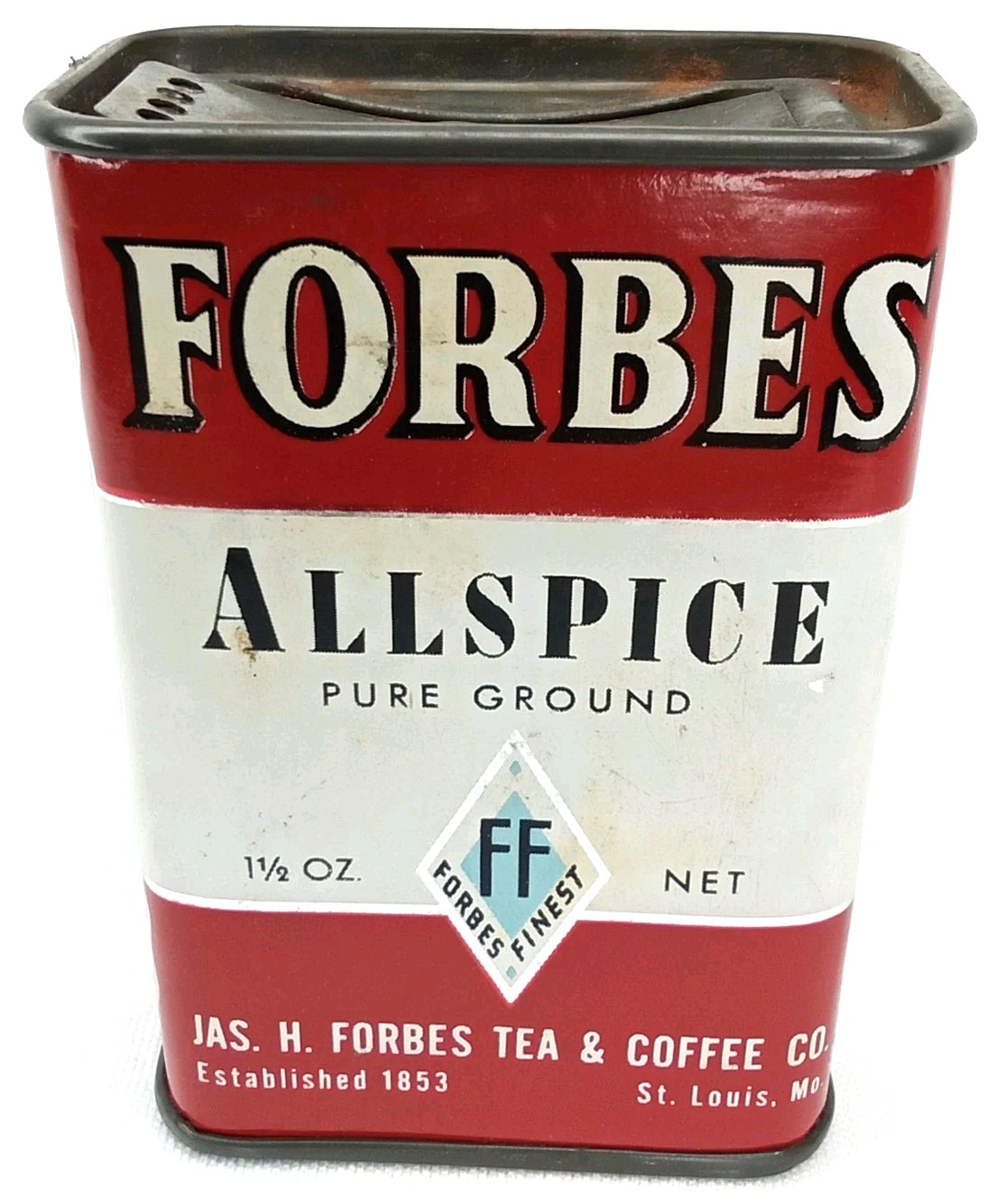 Forbes Allspice Advertising Spice Tin St Louis MO Made In USA Vintage 1950s