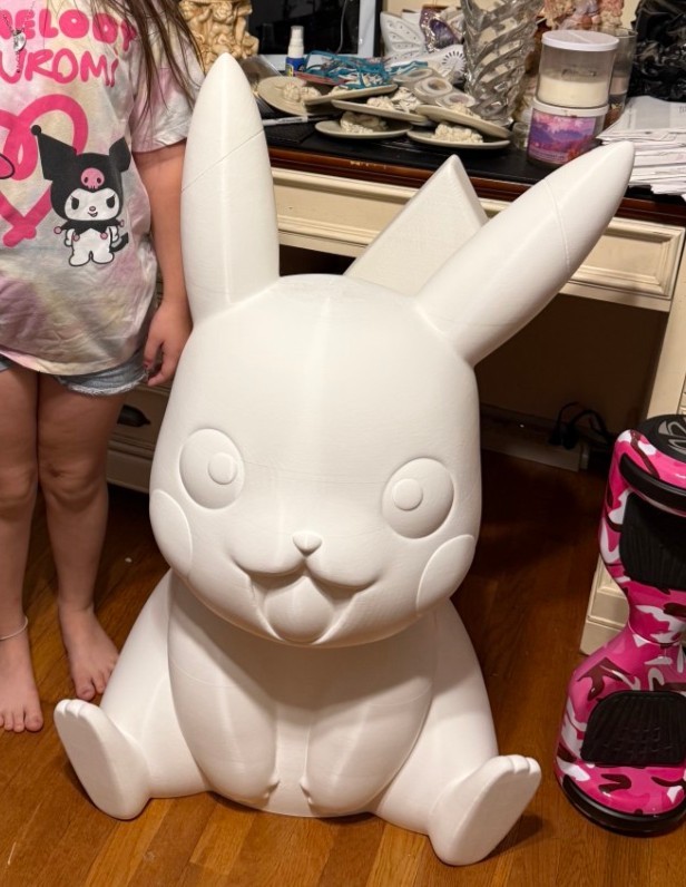 Life Size 3d Printed Pikachu Pokemon Figure  Unpainted
