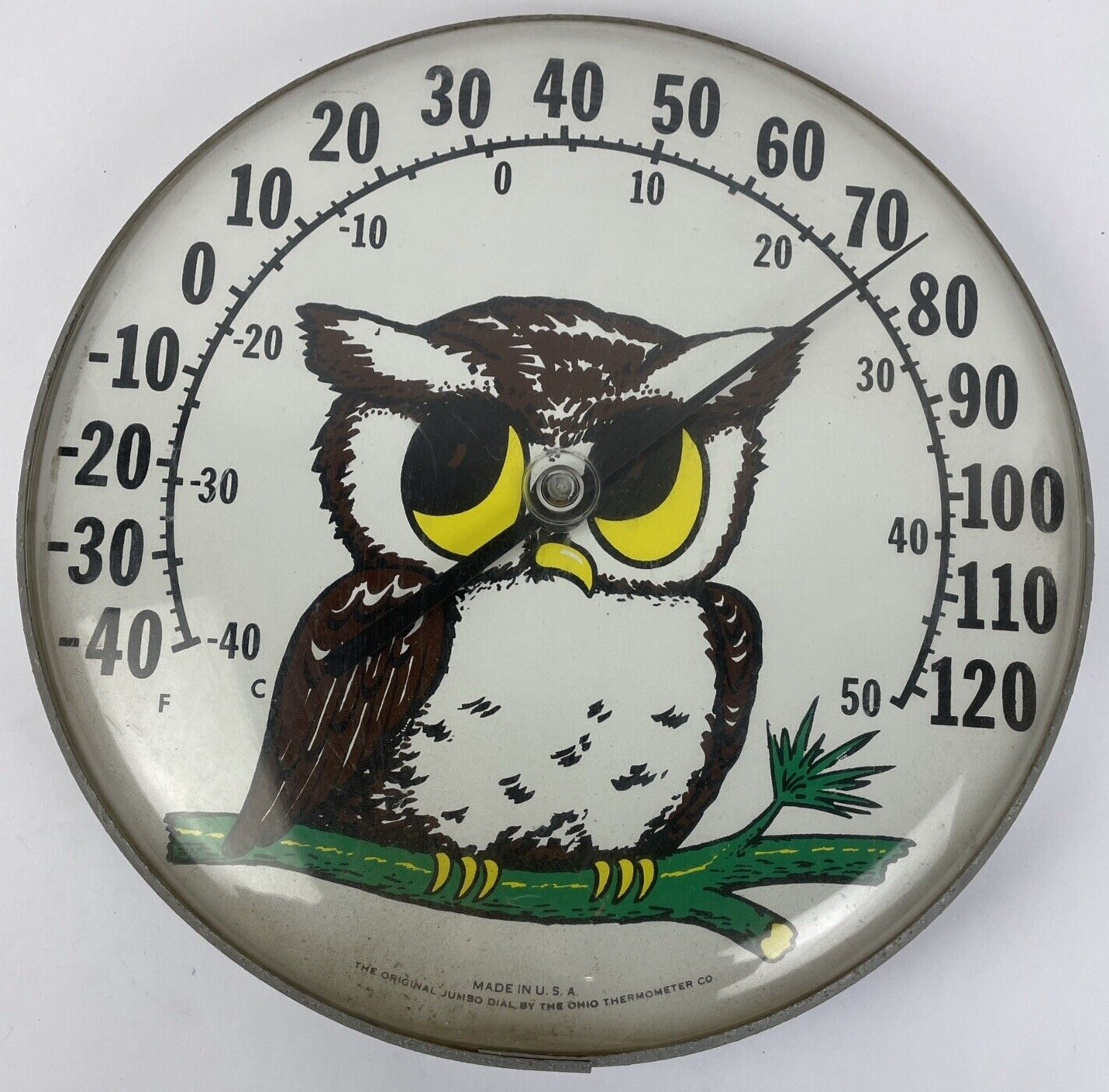 The Original Jumbo Dial Owl Thermometer Ohio Thermometer Co - Made in the USA