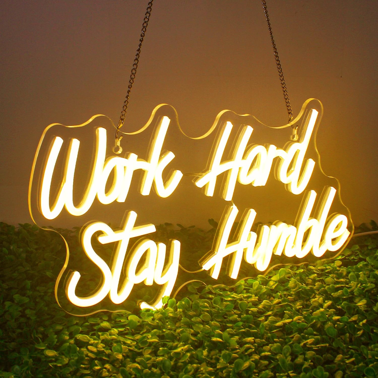 Work Hard Stay Humble Neon Sign Warm White Neon Signs for Wall Decor Motivati...