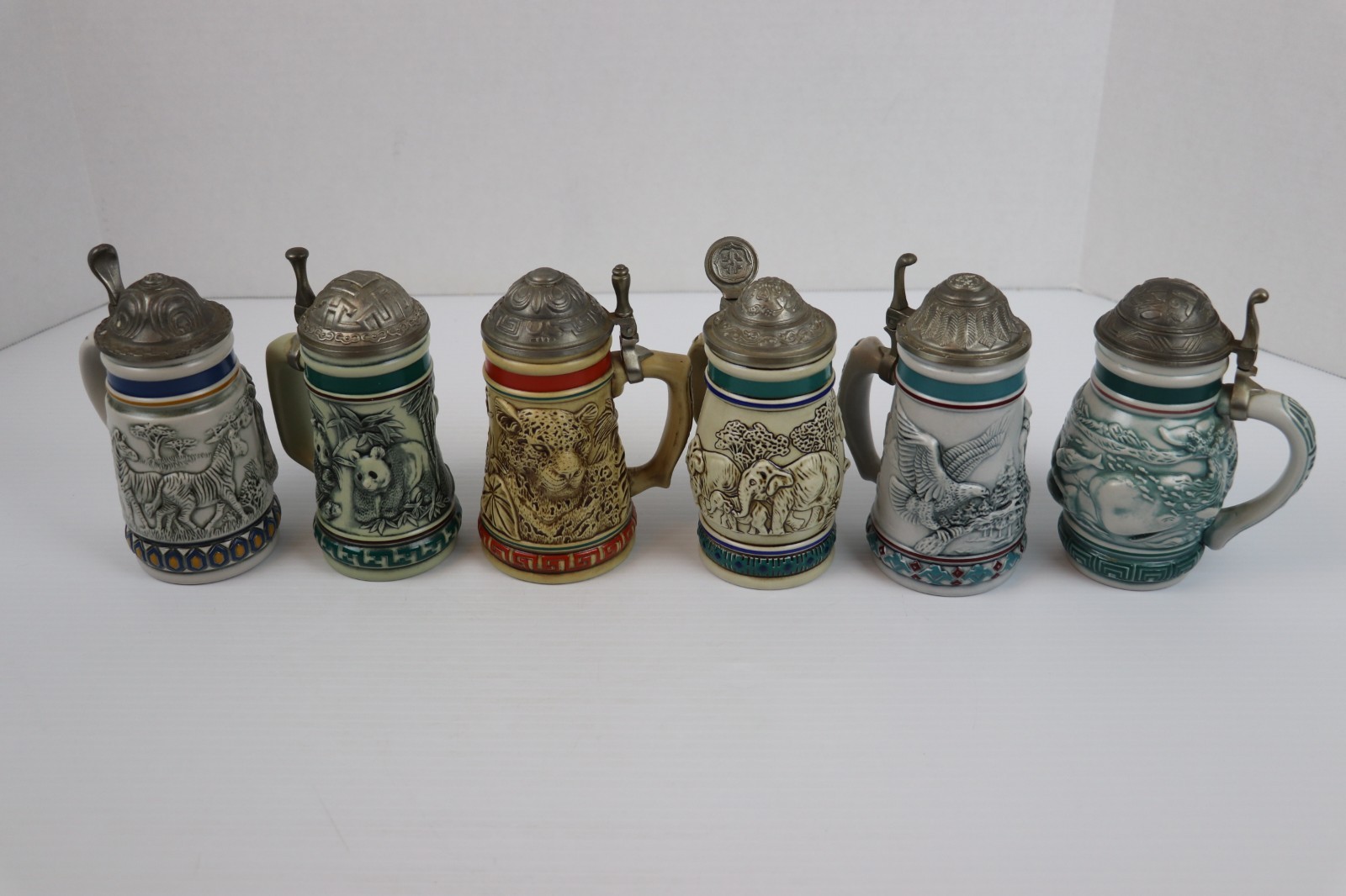 VTG Avon Endangered Species Mini Stein Zebra Panda Leopard Elephant Eagle Whale