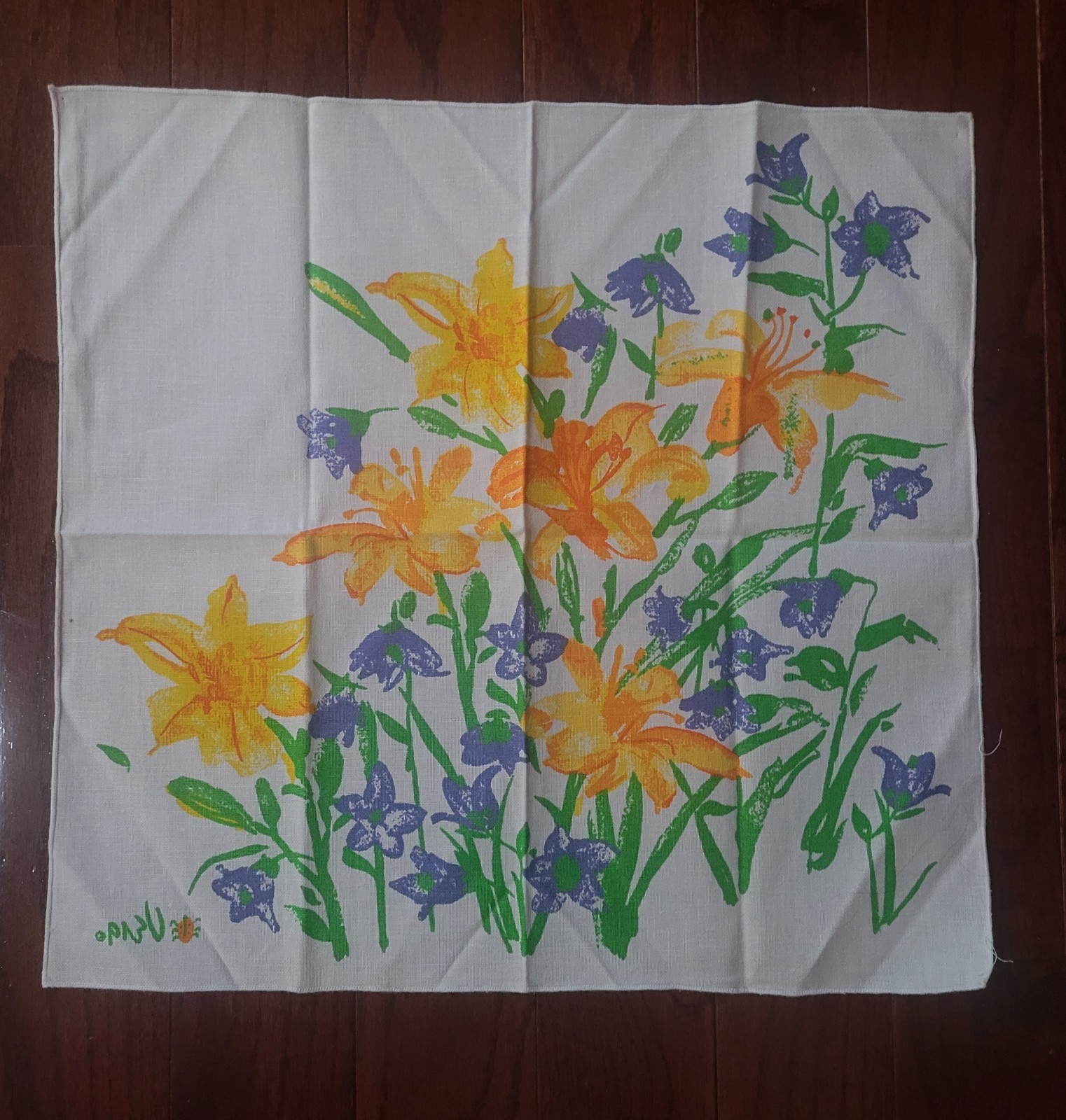 Vintage Vera Napkins Set of 8 Tiger Lilies 16.5”- 17” Linen Green, Yellow,Orange Vintage Vera Napkins Set of 8 Tiger Lilies 16.5”- 17” Linen Green, Yellow,Orange