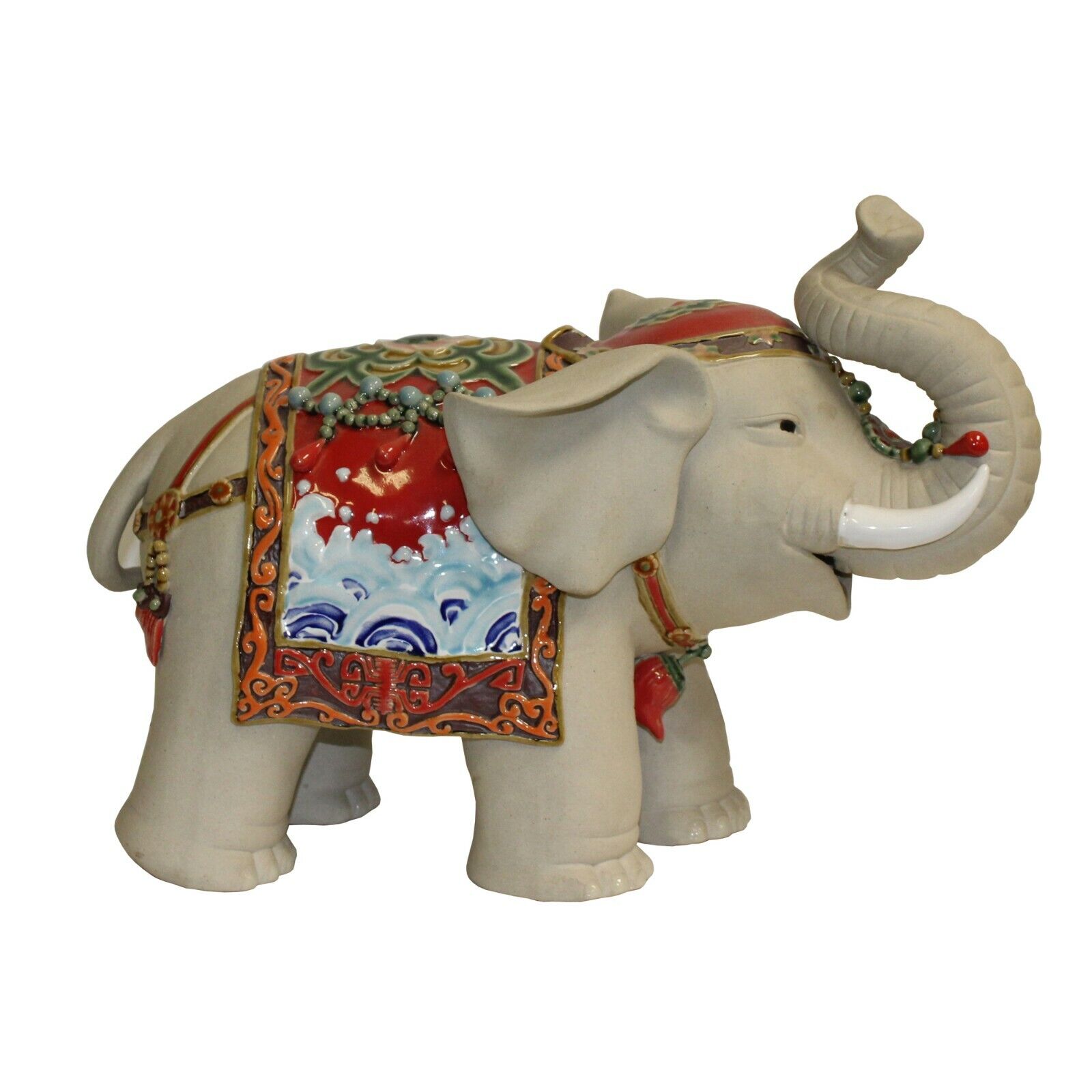 Ceramic Elephant Trunk Up Color Dressing Character Decor Figure cs5449