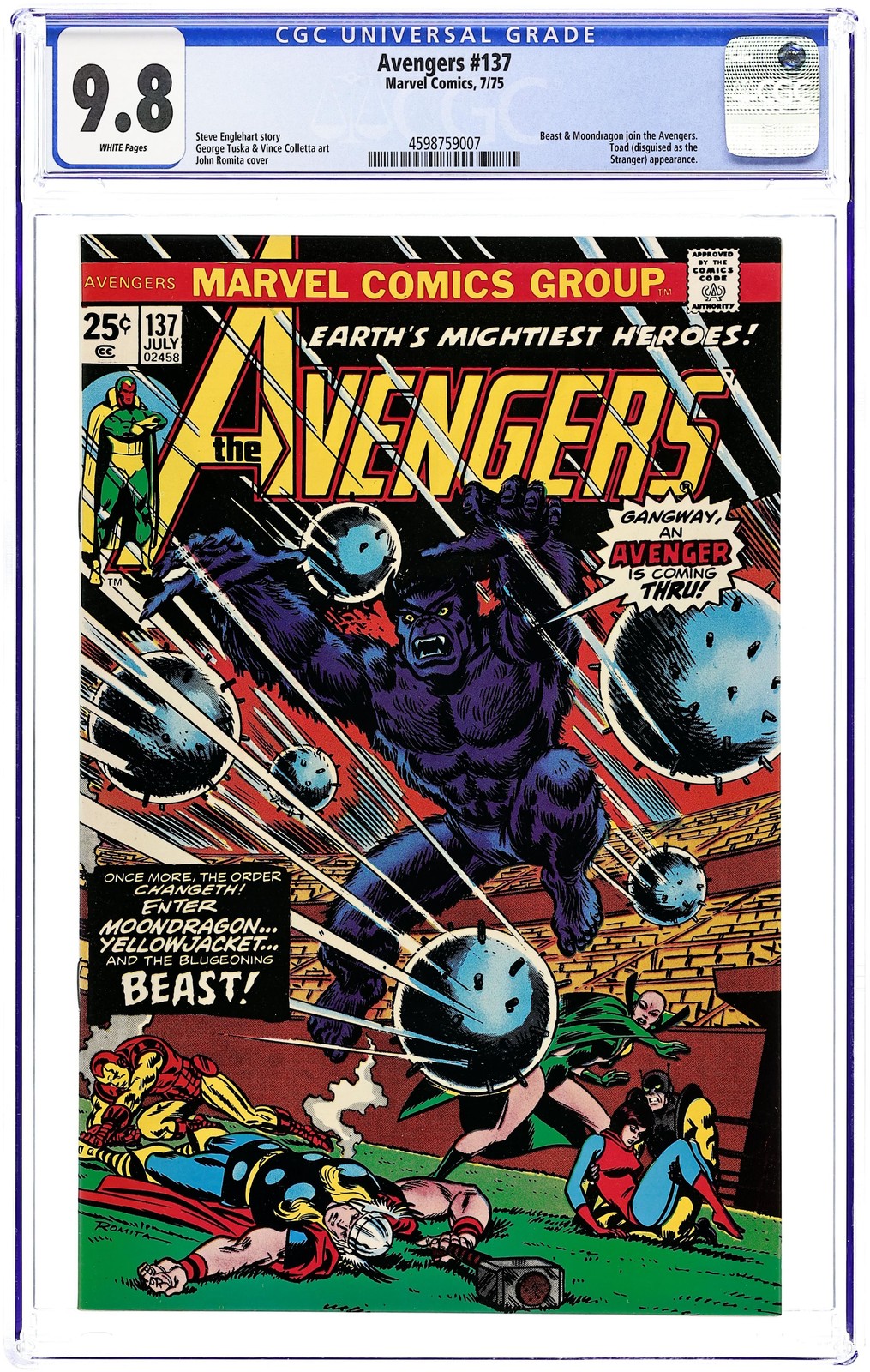 Avengers #137 CGC 9.8 1975 4598759007