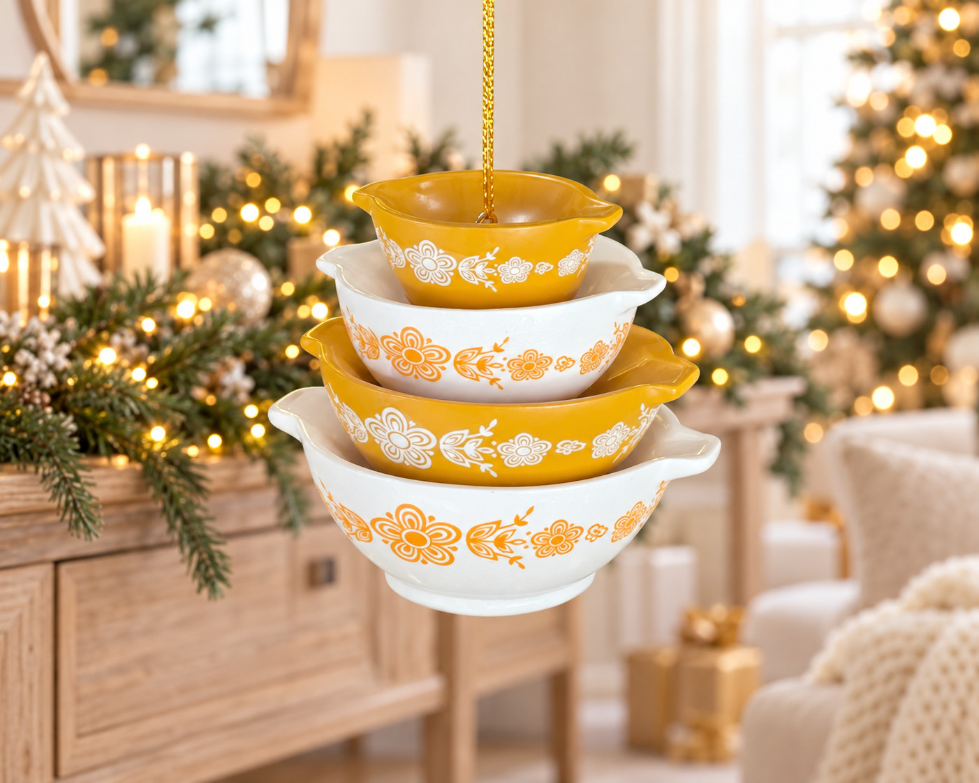 Pyrex-Inspired Miniature Cinderella Bowl Stack Ornament: Retro Kitchen Christmas Pyrex-Inspired Miniature Cinderella Bowl Stack Ornament: Retro Kitchen Christmas
