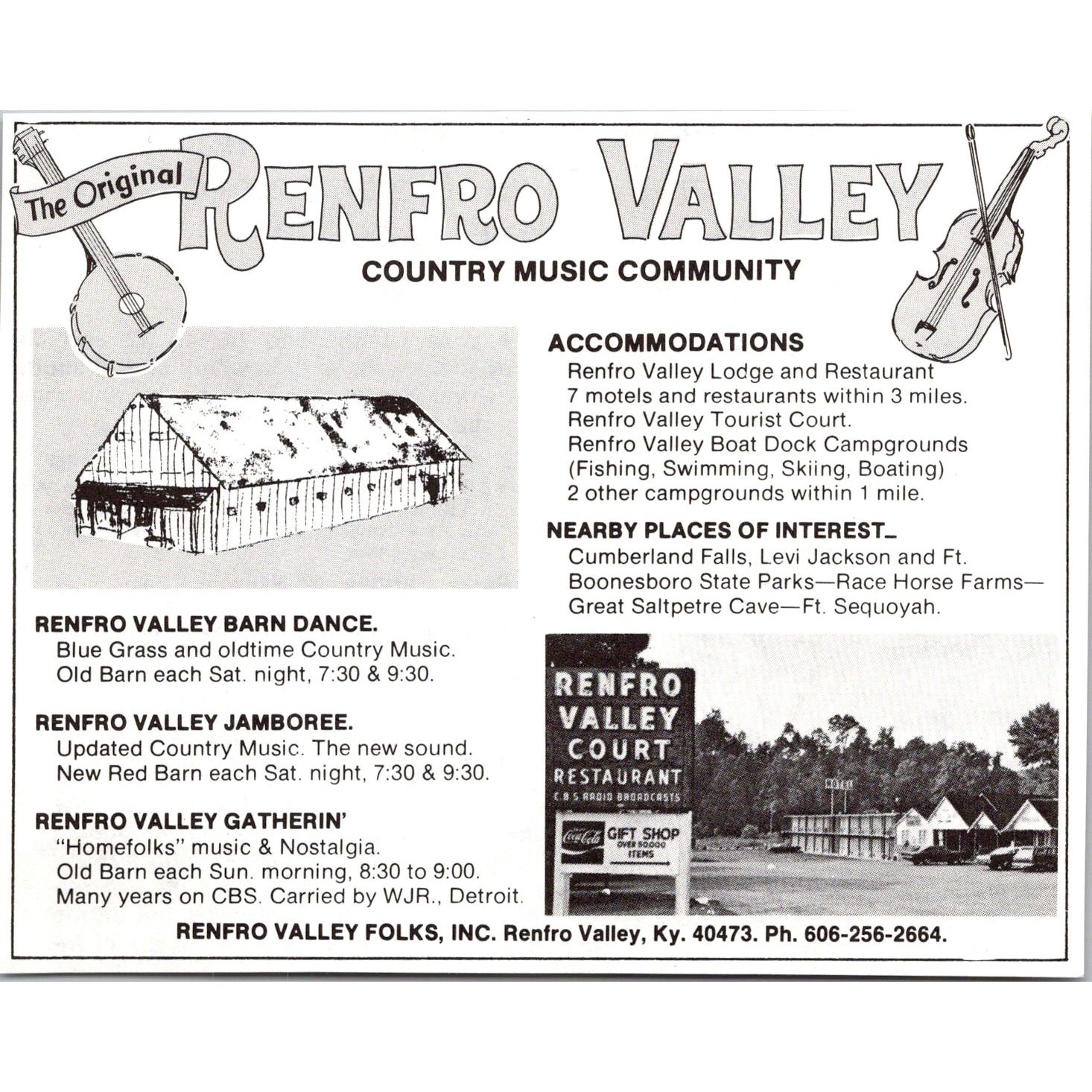 The Original Renfro Valley Country Music Community Lodge KY 1977 KY Ad SAK1-H10