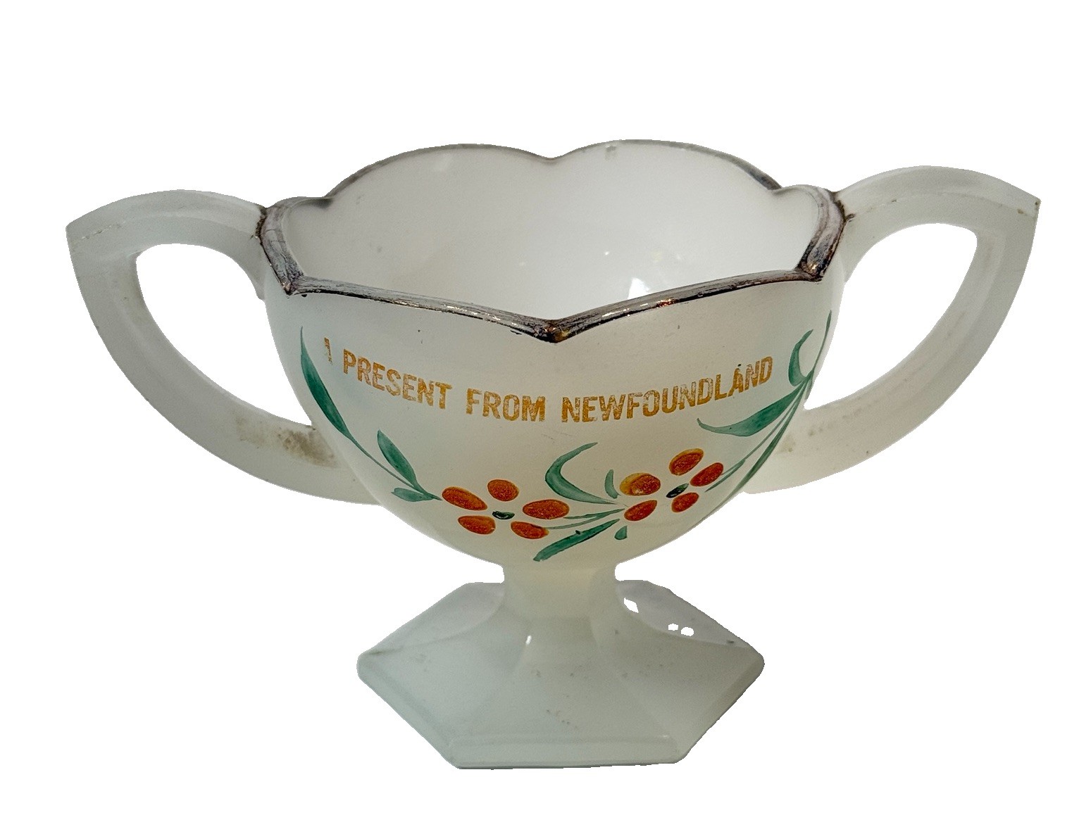 NEWFOUNDLAND CANADA ANTIQUE Souvenir DEPRESSION Glass TRINKET BOWL NEWFOUNDLAND CANADA ANTIQUE Souvenir DEPRESSION Glass TRINKET BOWL
