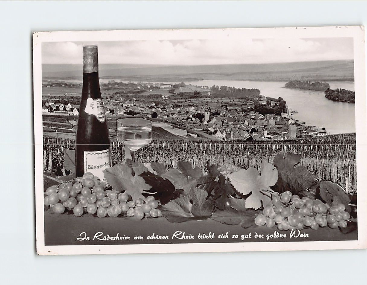 Postcard Aerial View Rüdesheim am Rhein Germany