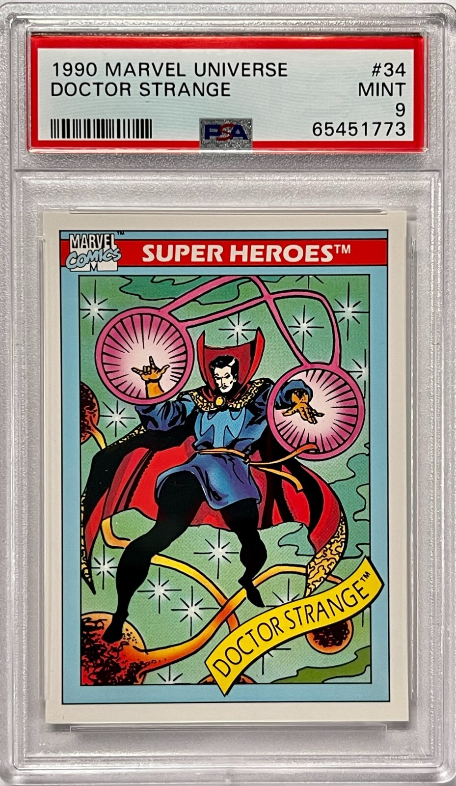 1990 Impel Marvel Universe #34 Doctor Strange Rookie PSA MINT 9