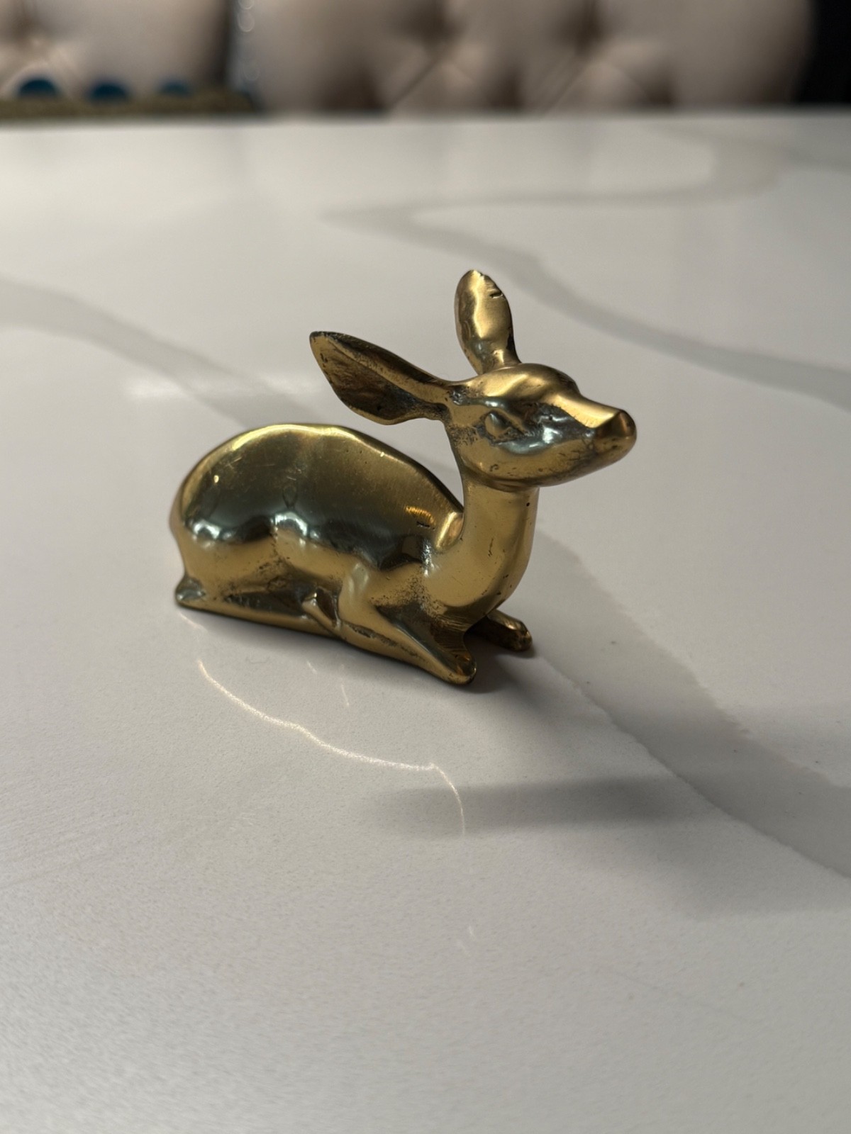 Small Vintage Made in Korea Solid Brass Deer Figurine MCM Mid Century Modern