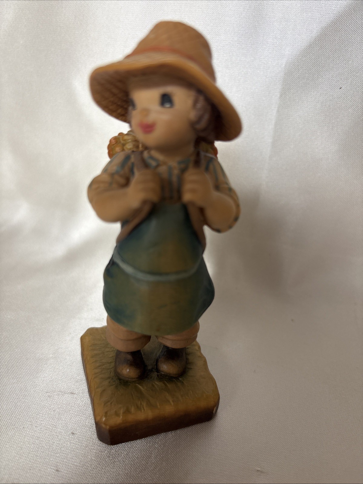 Vintage ANRI Wood Carving Girl Figurine Hand Painted Italian Wood Figure Vintage ANRI Wood Carving Girl Figurine Hand Painted Italian Wood Figure