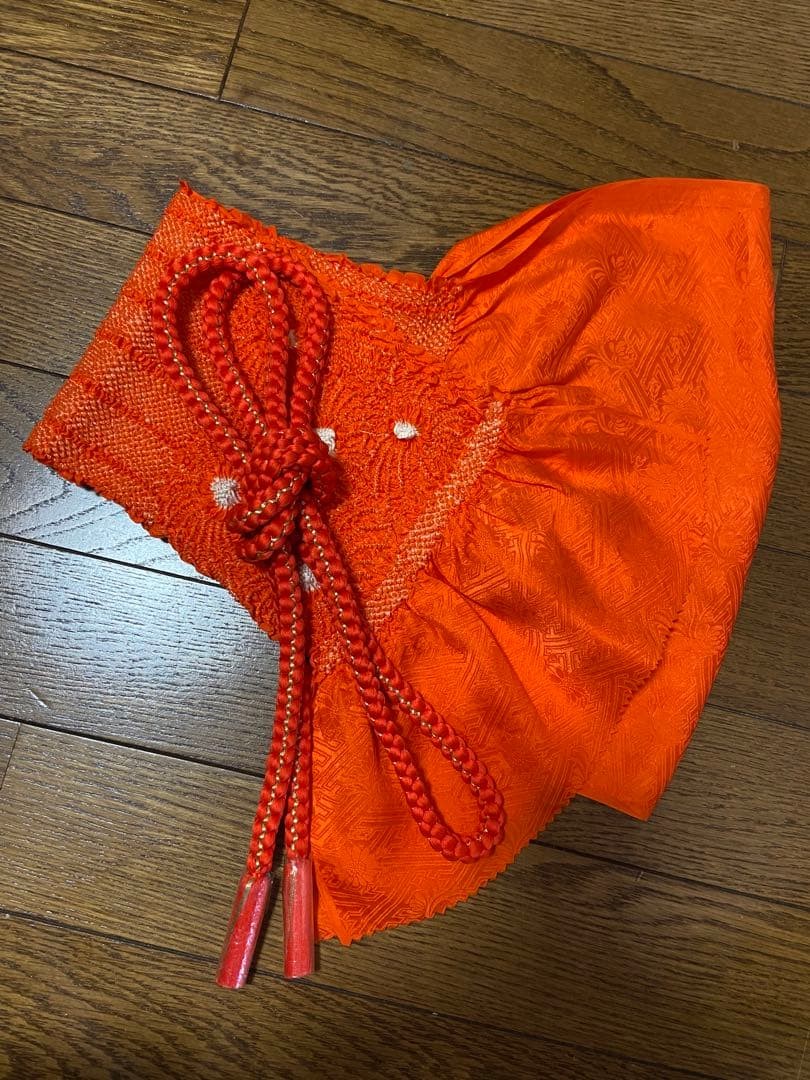 Silk Obi-jime Orange Gold Thread Kimono Accessory