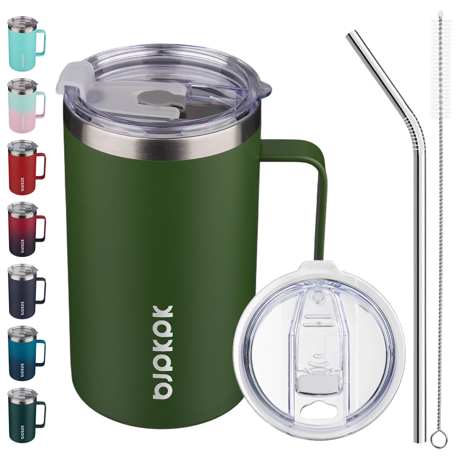 BJPKPK 25oz Insulated Coffee Mug with Handle, 25 Ounces, Forest Green BJPKPK 25oz Insulated Coffee Mug with Handle, 25 Ounces, Forest Green