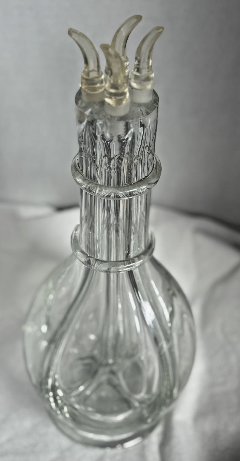 Vintage French 4-Chamber Glass Liqueur Decanter Barware Fait Main 4-Spout Vintage French 4-Chamber Glass Liqueur Decanter Barware Fait Main 4-Spout
