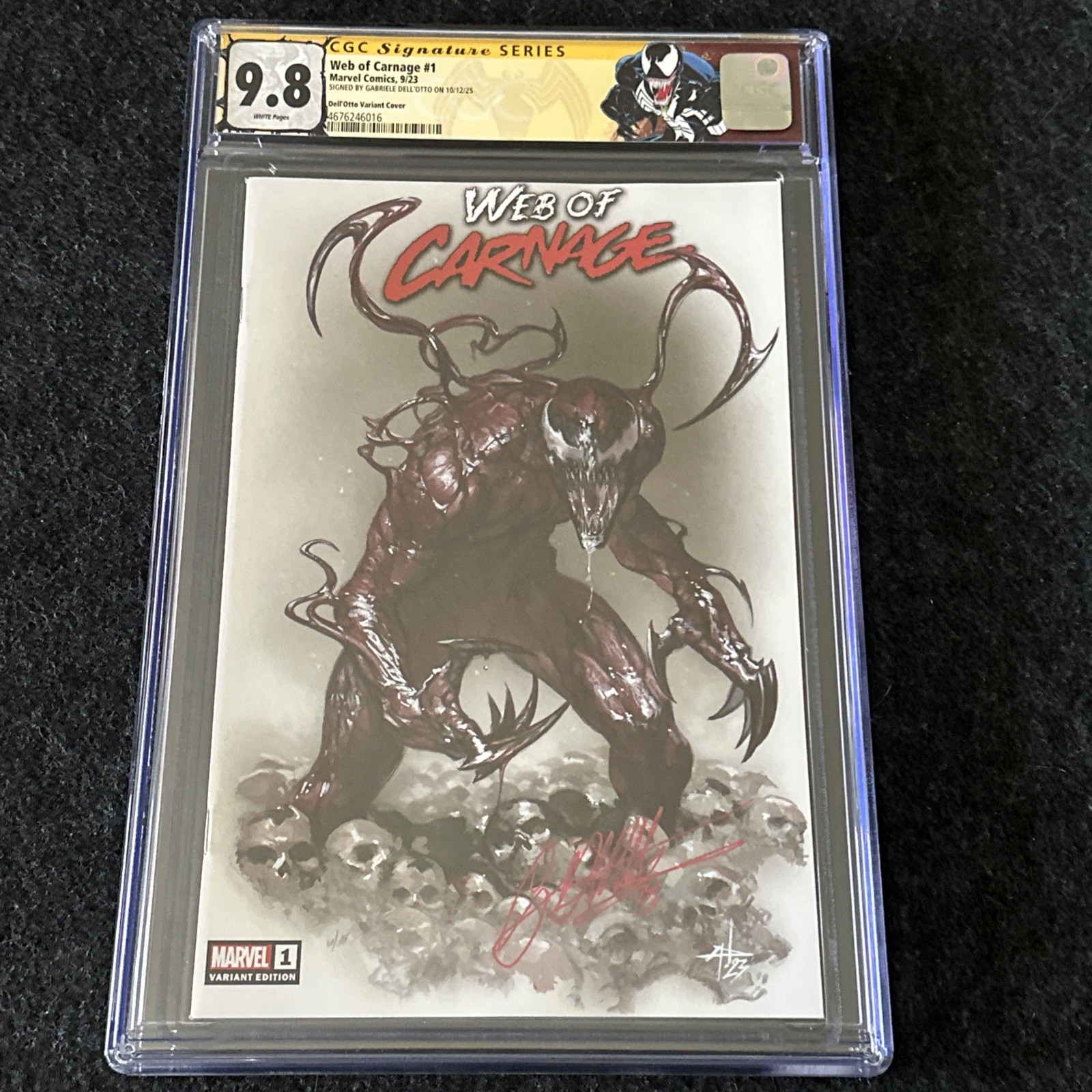 WEB OF CARNAGE 1 CGC 9.8 SS GABRIELLE DELL\'OTTO EXCLUSIVE VARIANT Custom Label. 