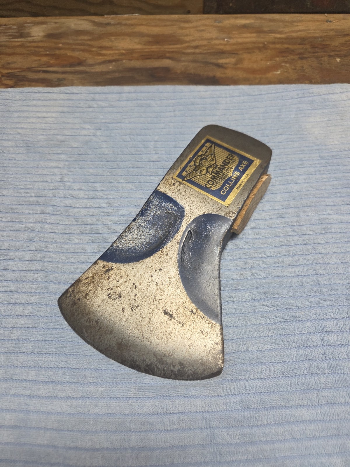 Collins Commander vintage original axe head only made in U.S.A. blue paint