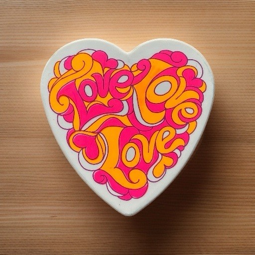 Vintage LOVE Plastic Psychedelic MOD 5” Heart Trinket Box 60s 70s Pink Orange