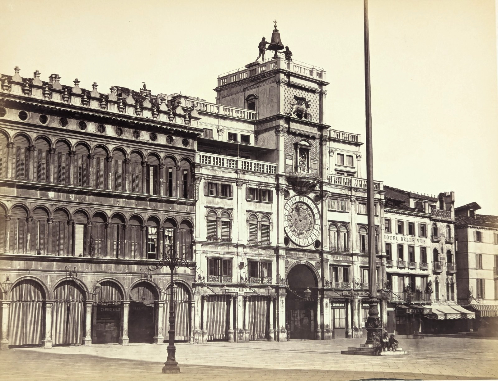 CARLO PONTI - 1860s St Mark\'s Clock Tower Large Format Venice Albumen Photo