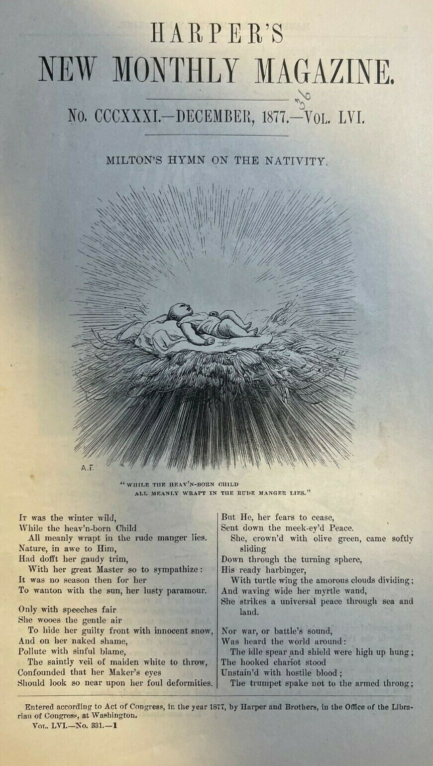 1877 Poet John Milton Hymn On The Nativity illustrated