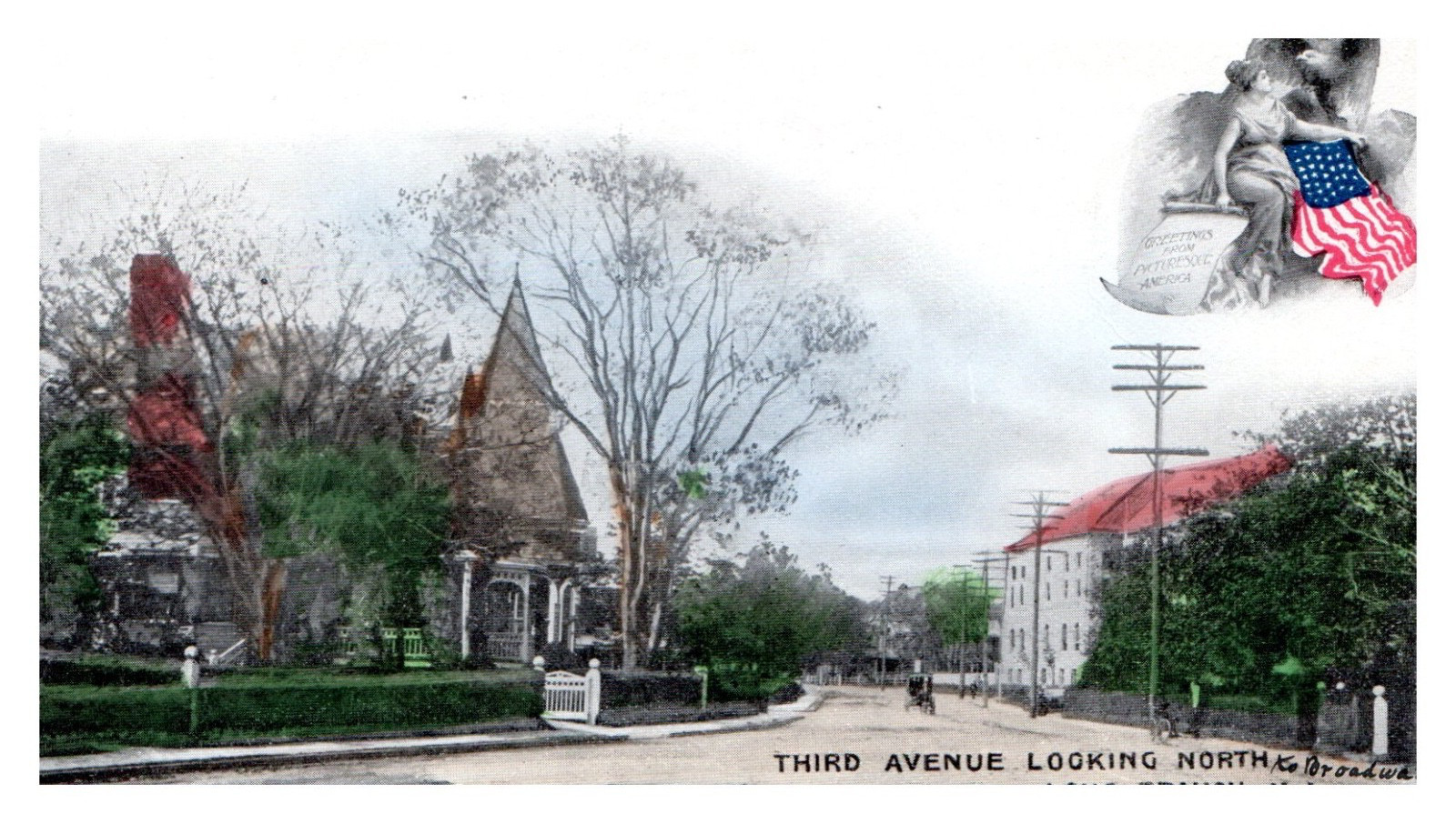 Long Branch New Jersey Third Avenue Looking North Vintage Postcard -AA-38 Long Branch New Jersey Third Avenue Looking North Vintage Postcard -AA-38