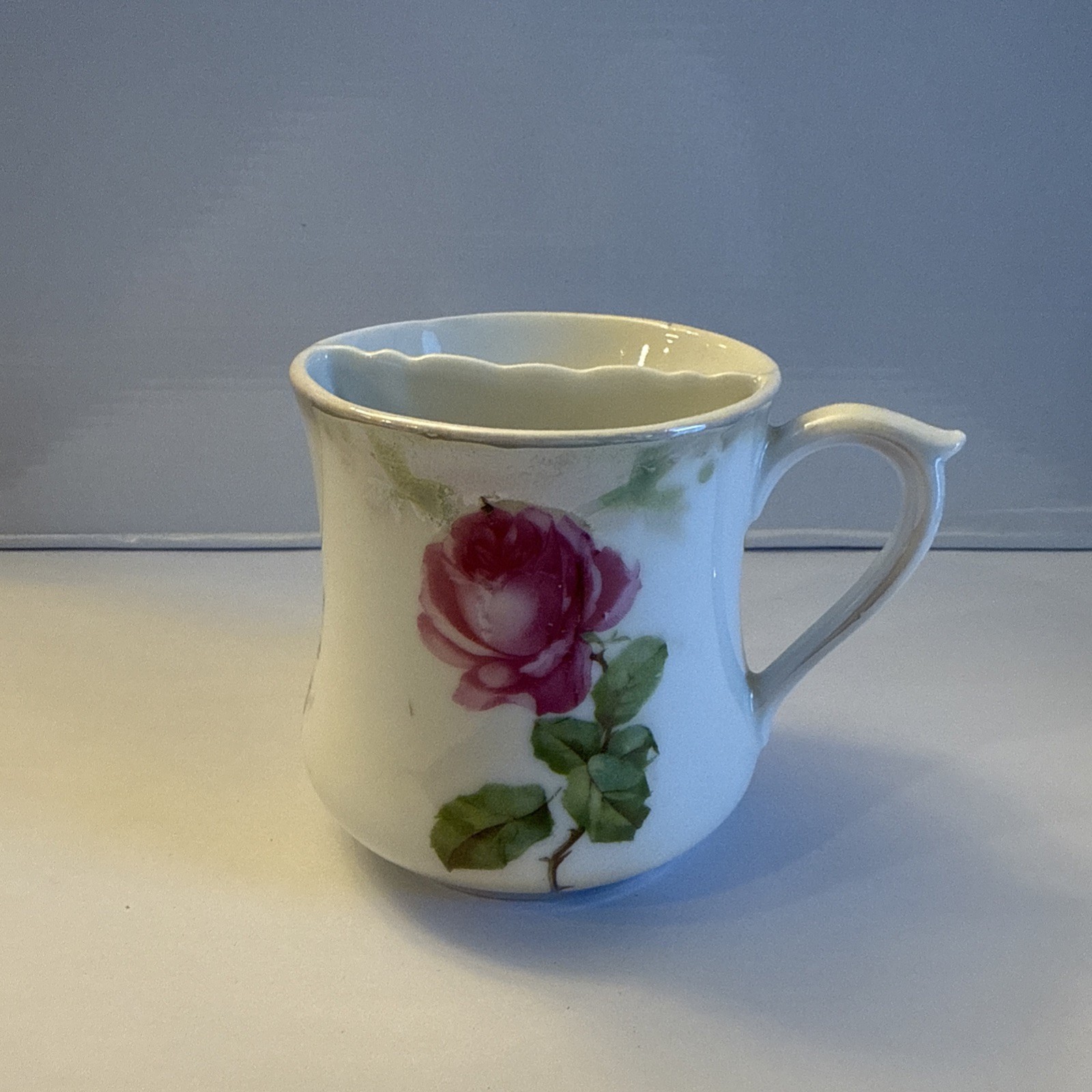 Antique Porcelain Men’s Floral Shaving Mug 3.75” Tall Germany